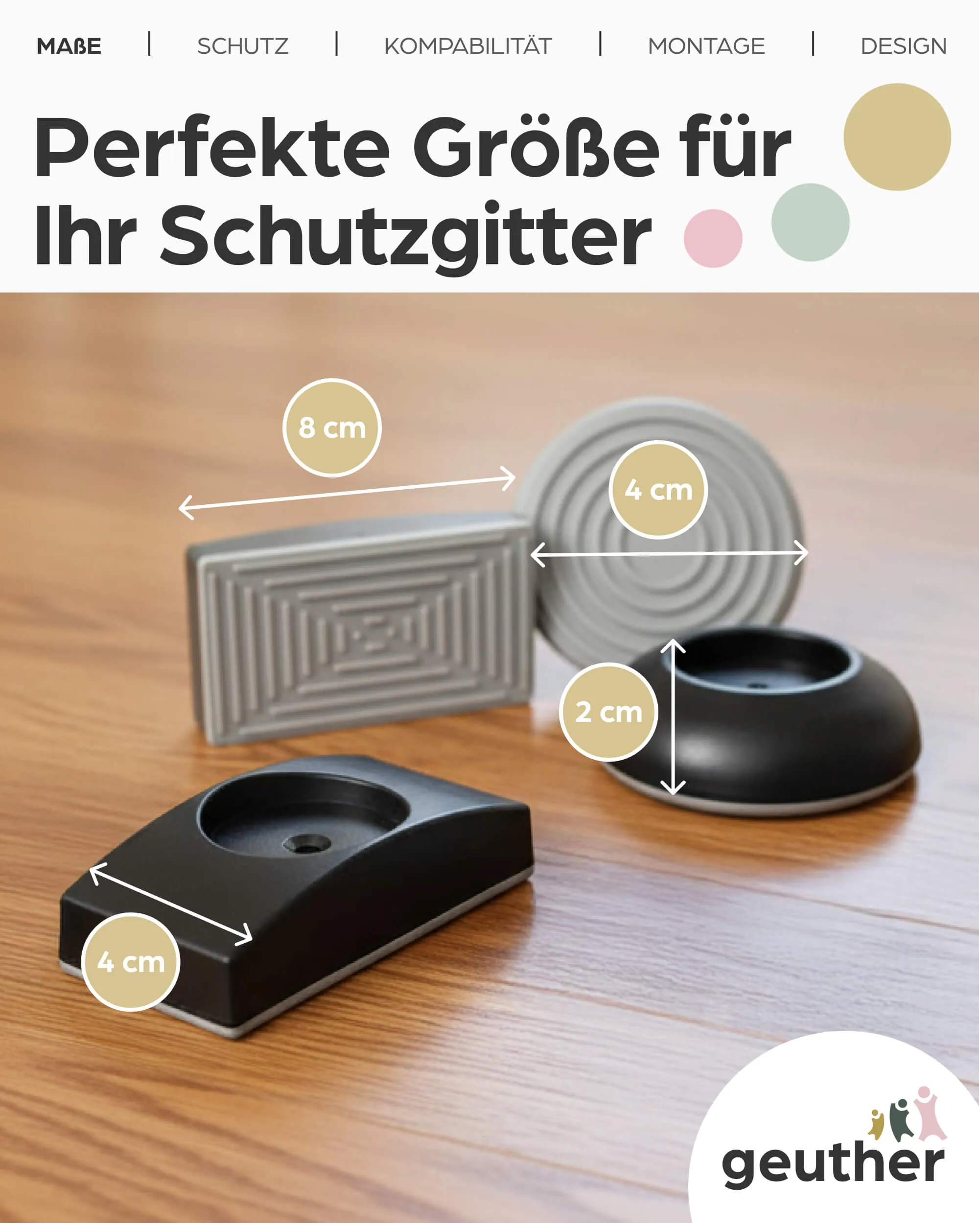 Wandschutzpads rund und eckig in schwarz