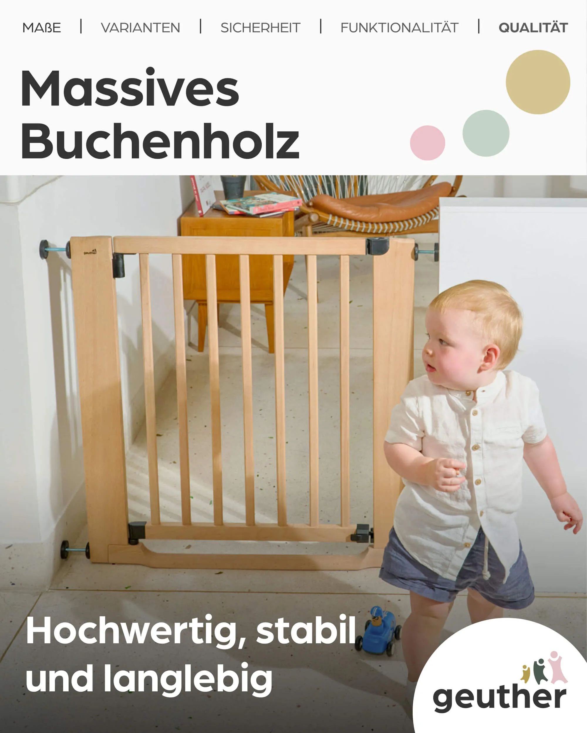Türschutzgitter Easylock mit Flatstep aus Holz - 79 cm - 87 cm