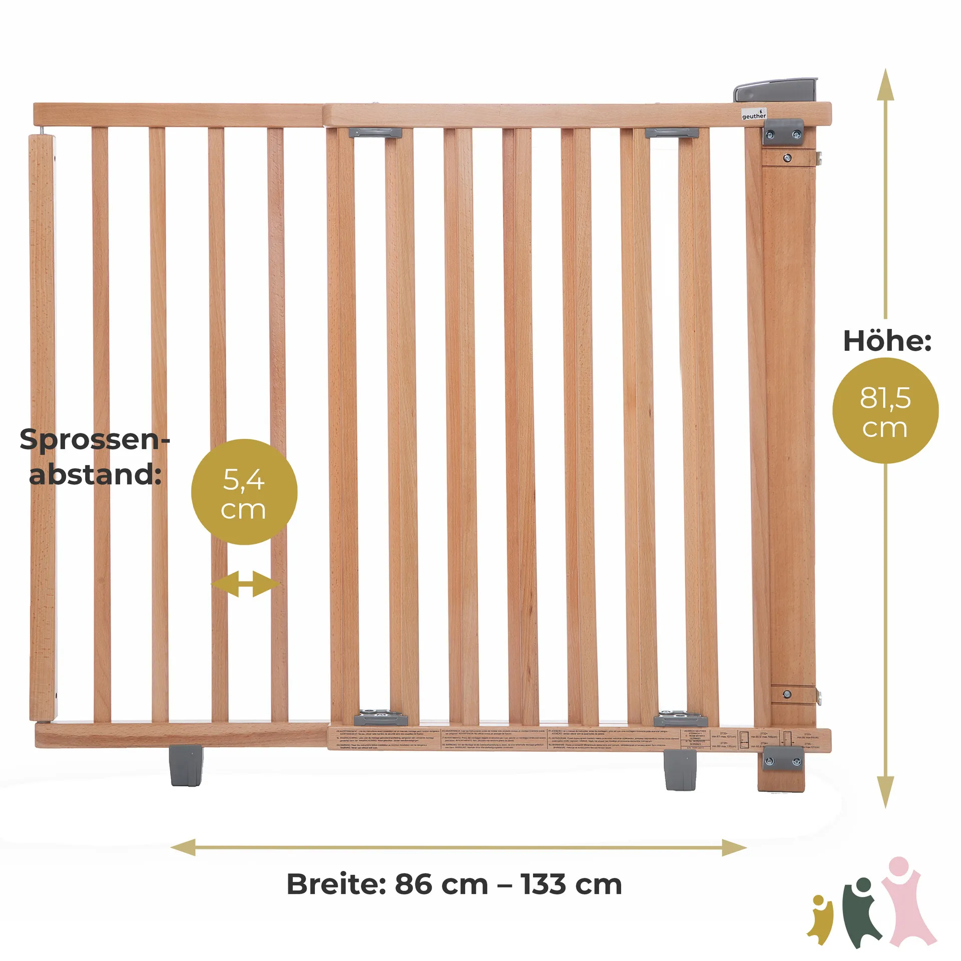2734_NA_mass Türschutzgitter 2734+ für Öffnungen von 86 cm - 133 cm aus Holz