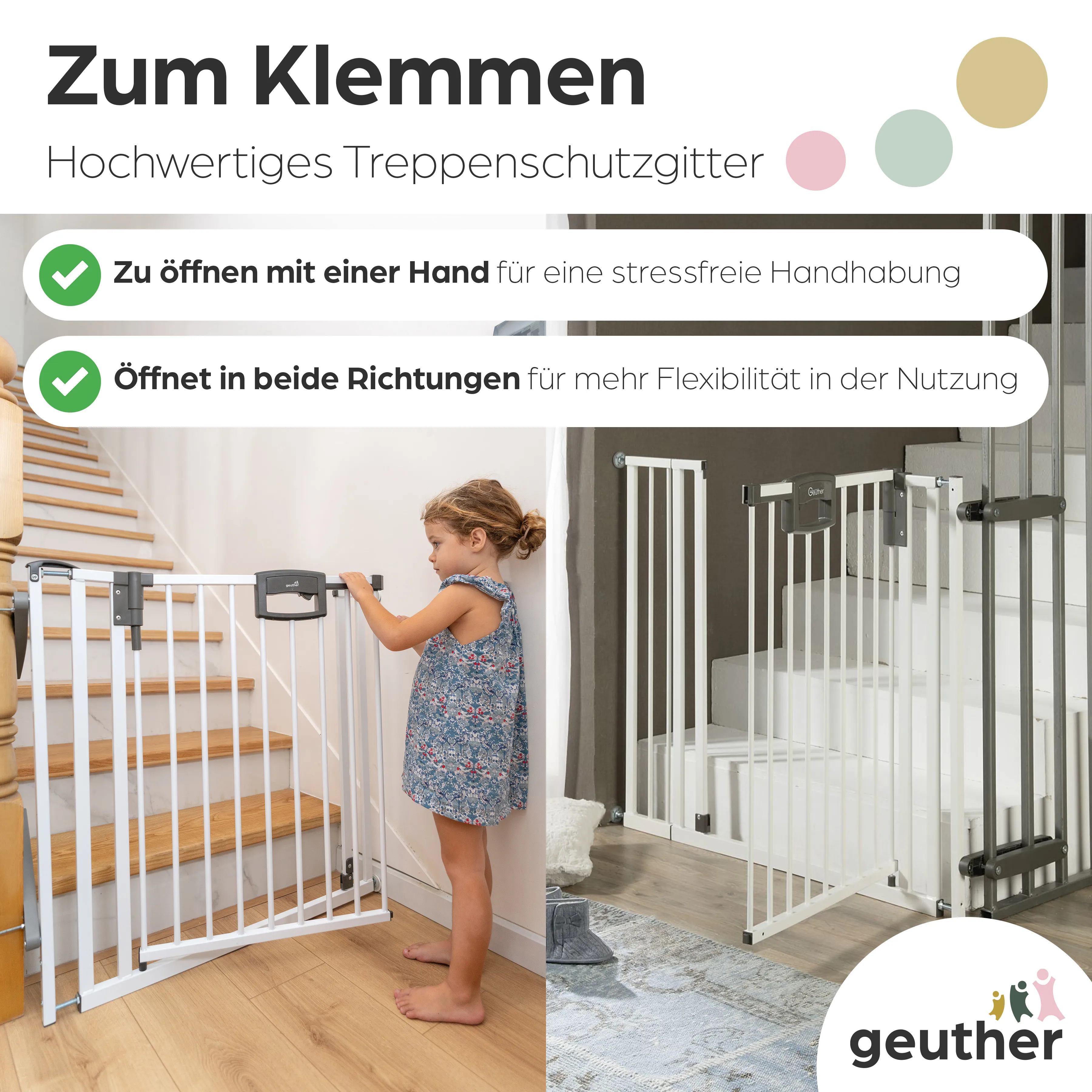 Tür- und Treppenschutzgitter Easylock Plus zum Klemmen Metall (92 cm - 100,5 cm)