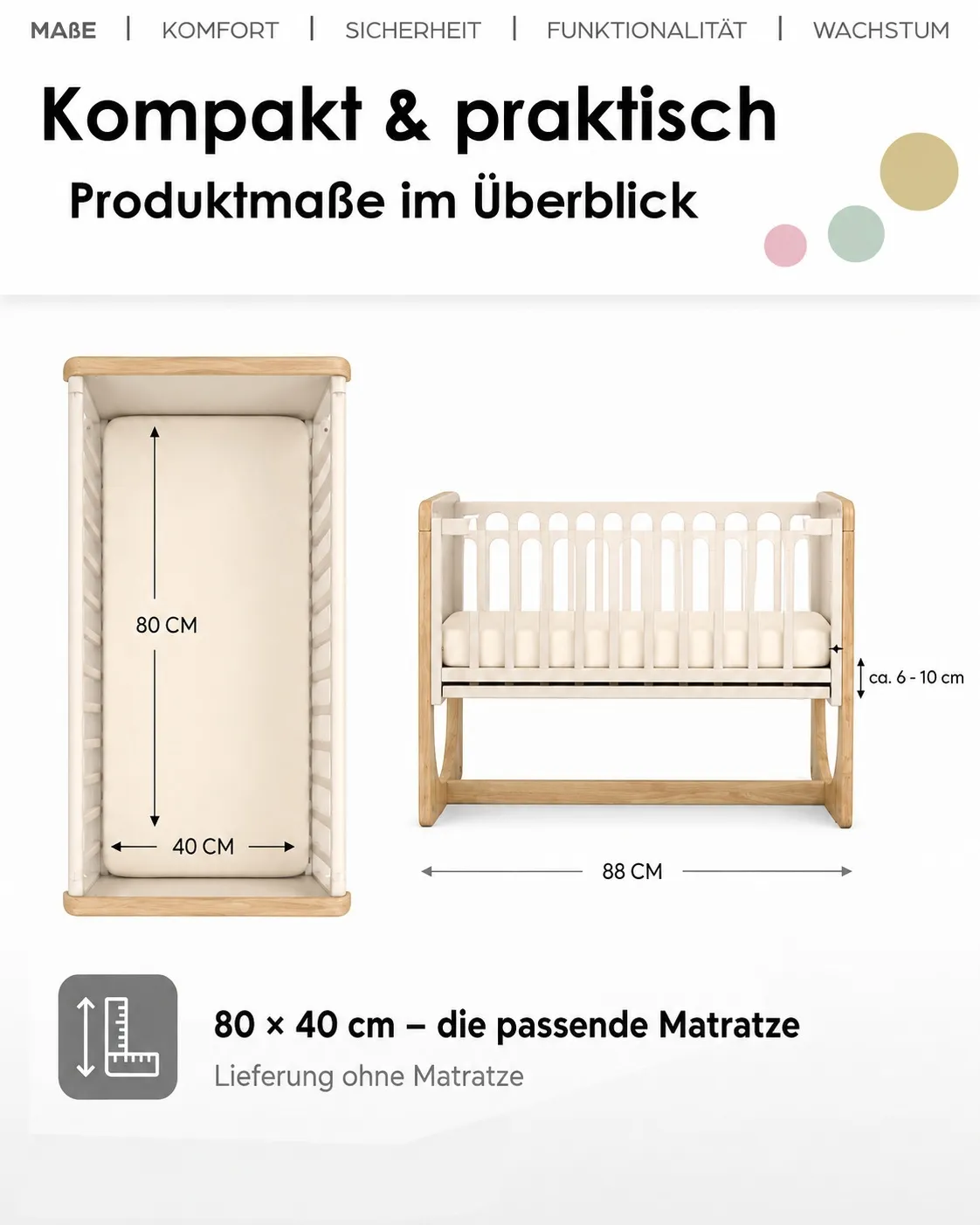 HATO - Baby- & Beistellbett 4in1