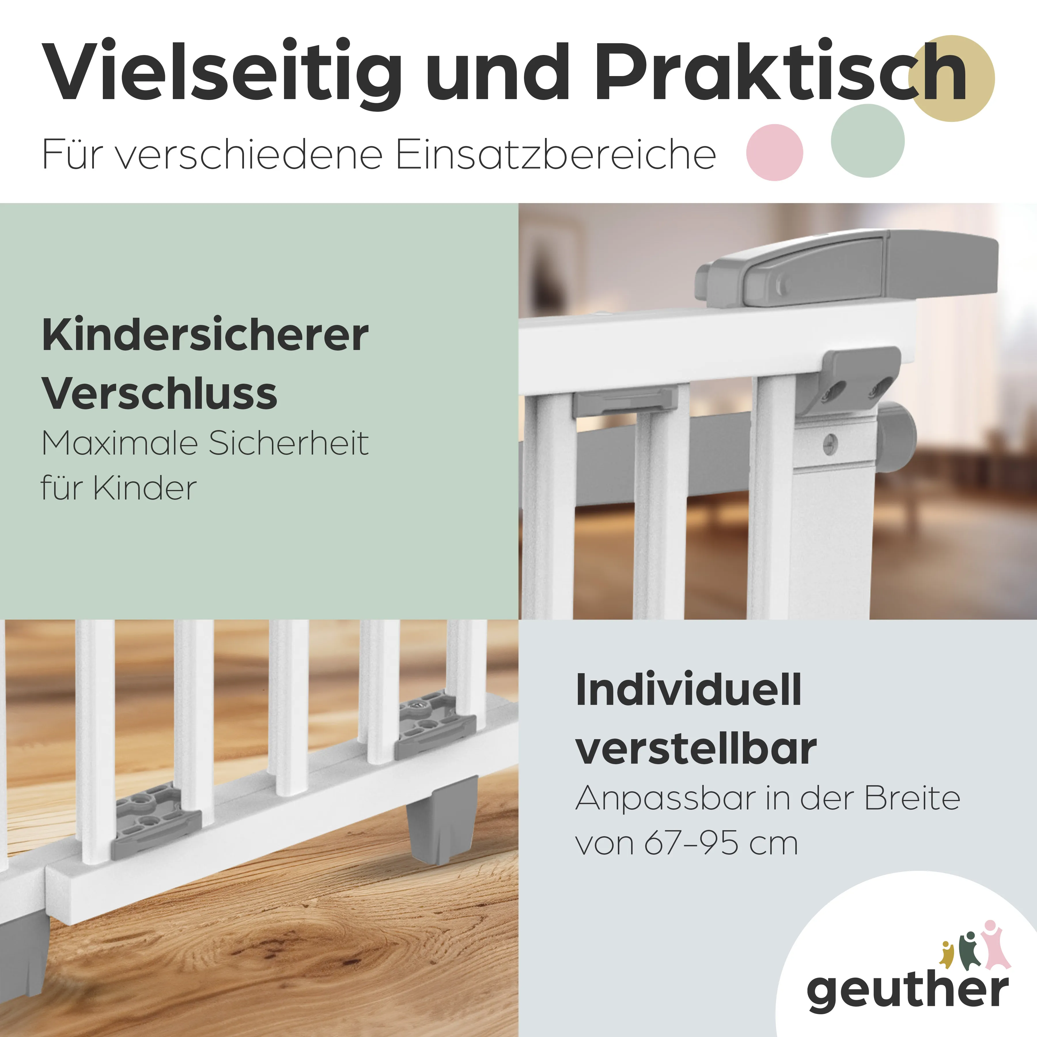 Treppenschutzgitter Oris (2733+) für Öffnungen von 67 cm - 95 cm aus Holz