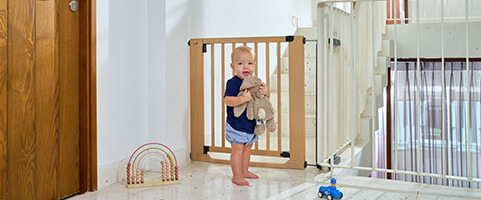 Treppenschutzgitter Easylock Flat Step Holz Natur