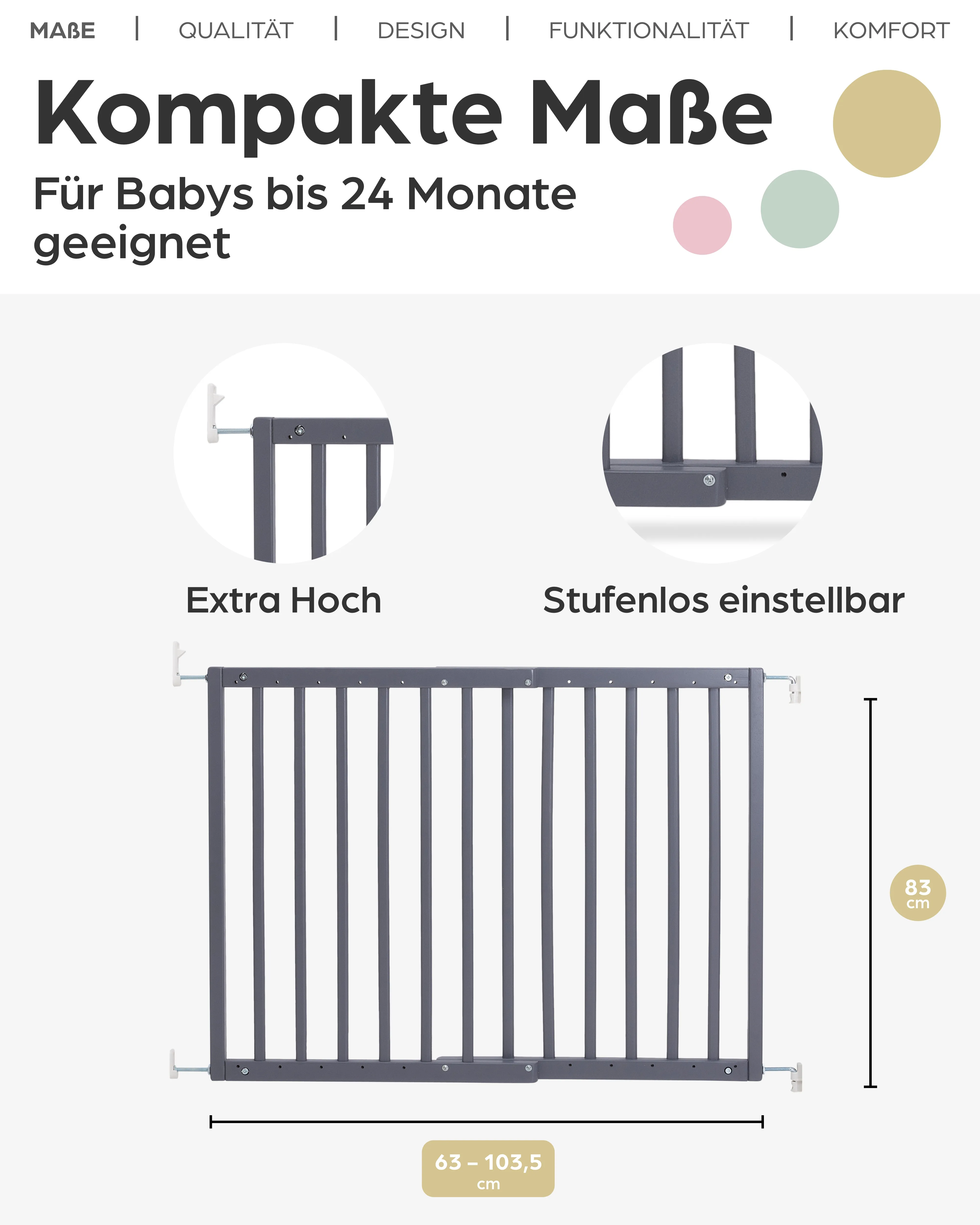 Tür- und Treppenschutzgitter Modilok für Öffnungen 63-103.5 cm aus Holz