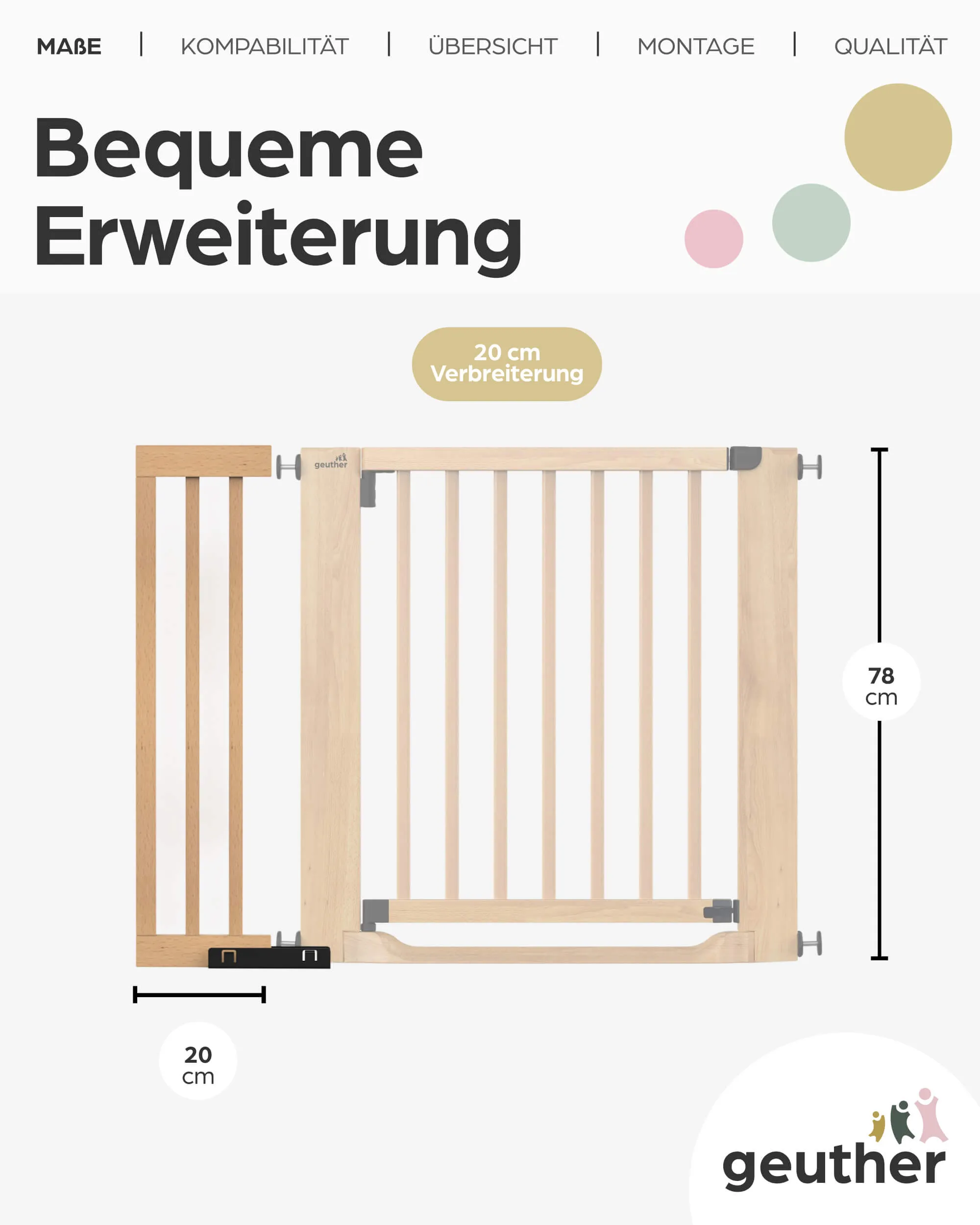 Türschutzgitter Easylock mit Flatstep aus Holz - 115 cm - 123 cm