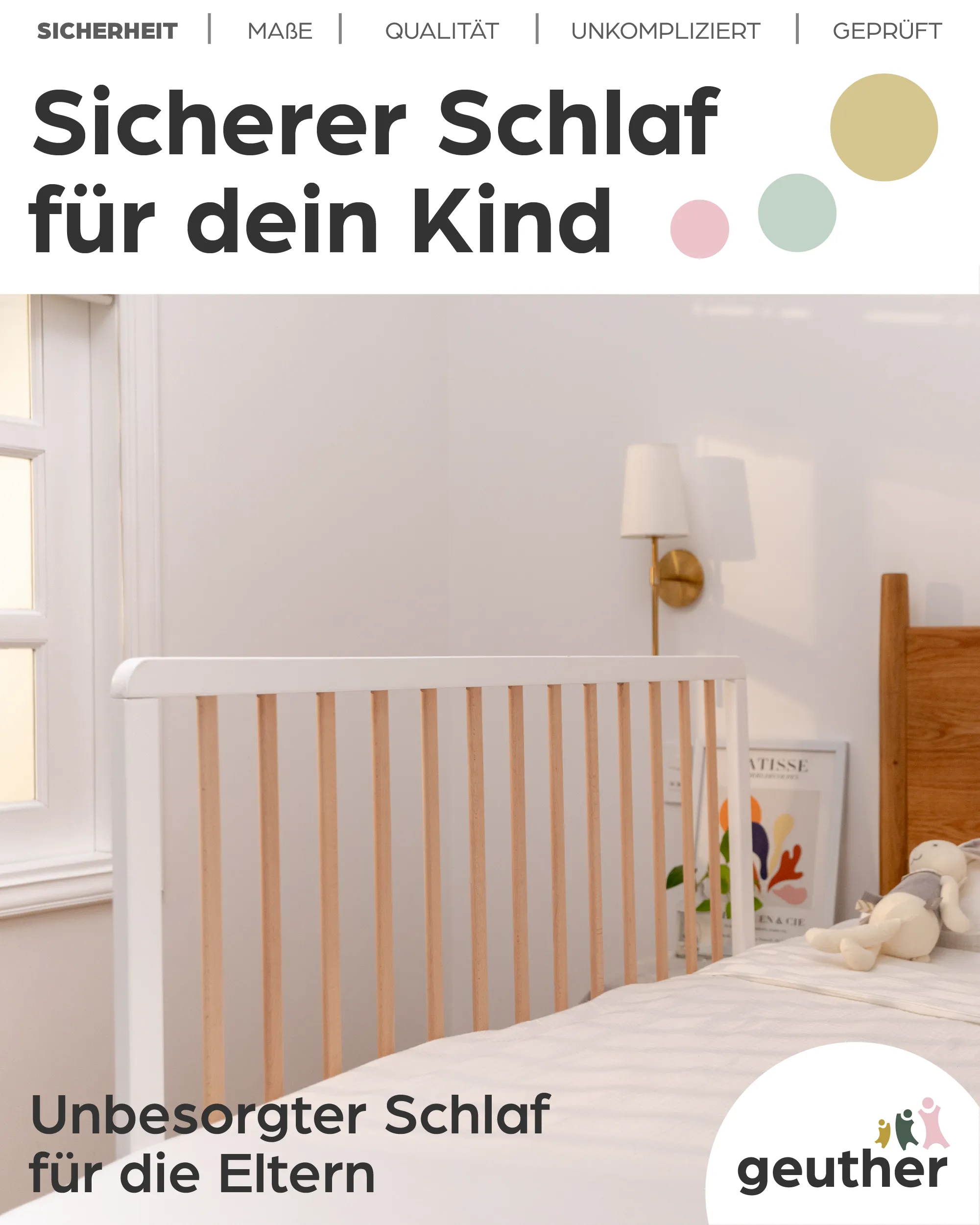 Bettschutzgitter Lissi: 60cm hoch. 110cm lang