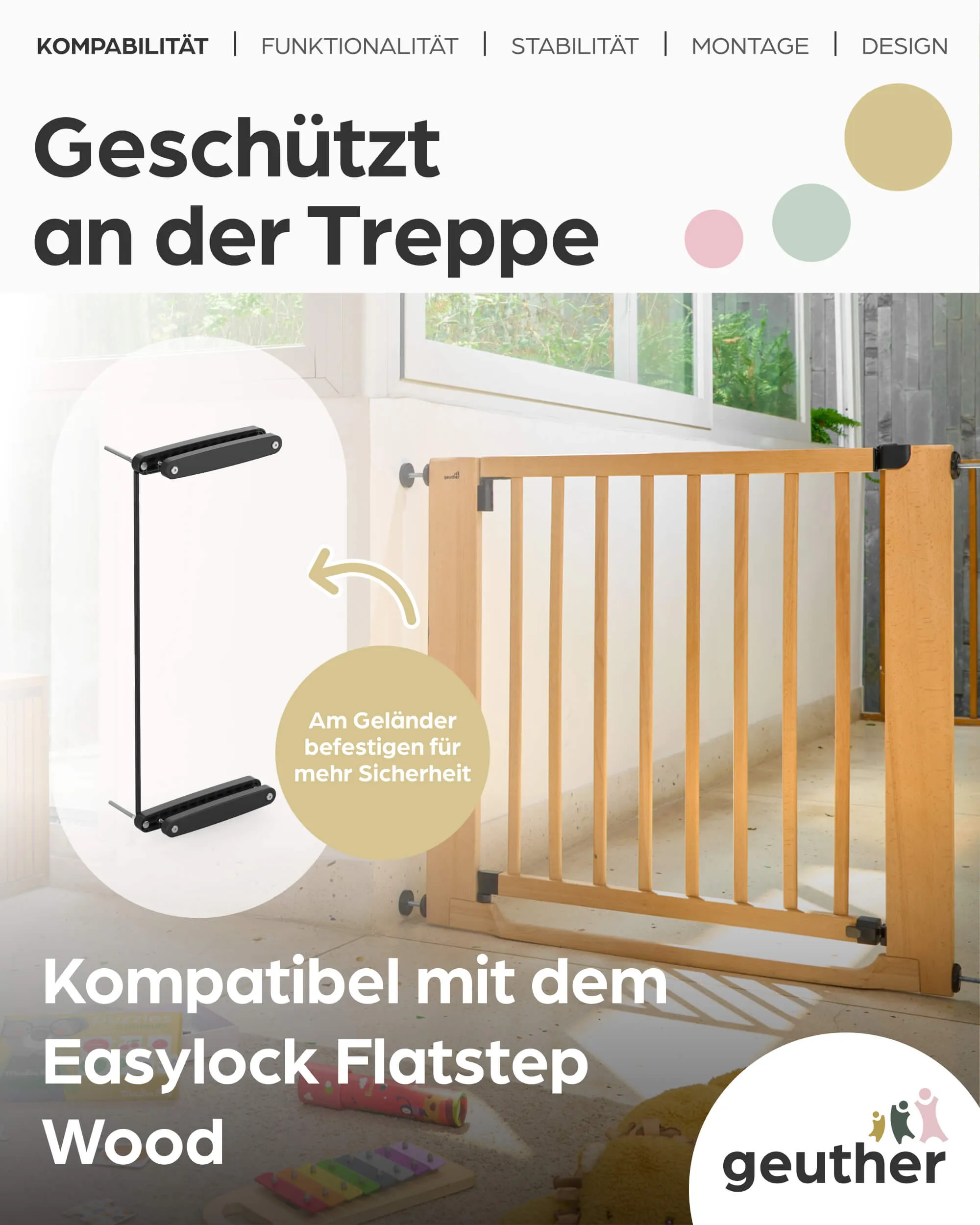 Zusatzklemme für Easylock Flatstep aus Holz - für Treppengeländer