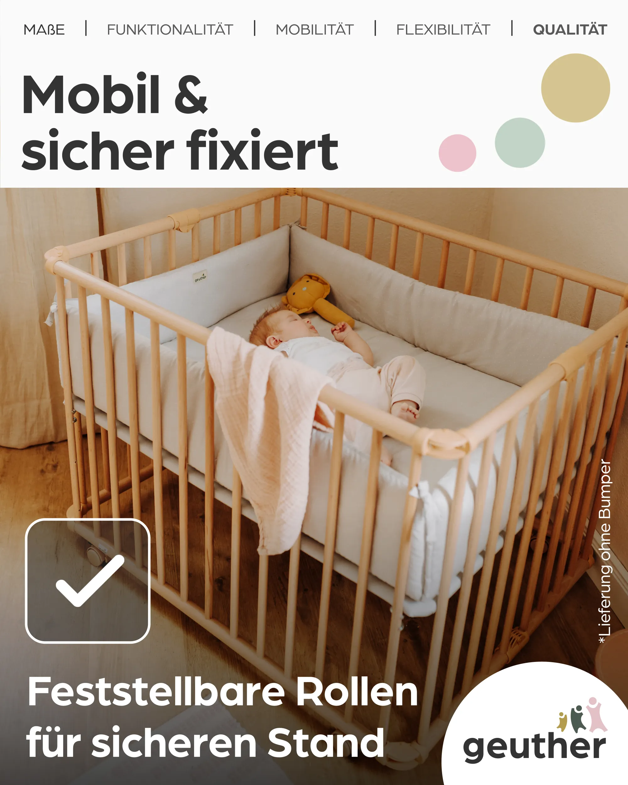 Laufgitter Lucilee. 76x97 und 90x97 cm. mobil auf Rollen