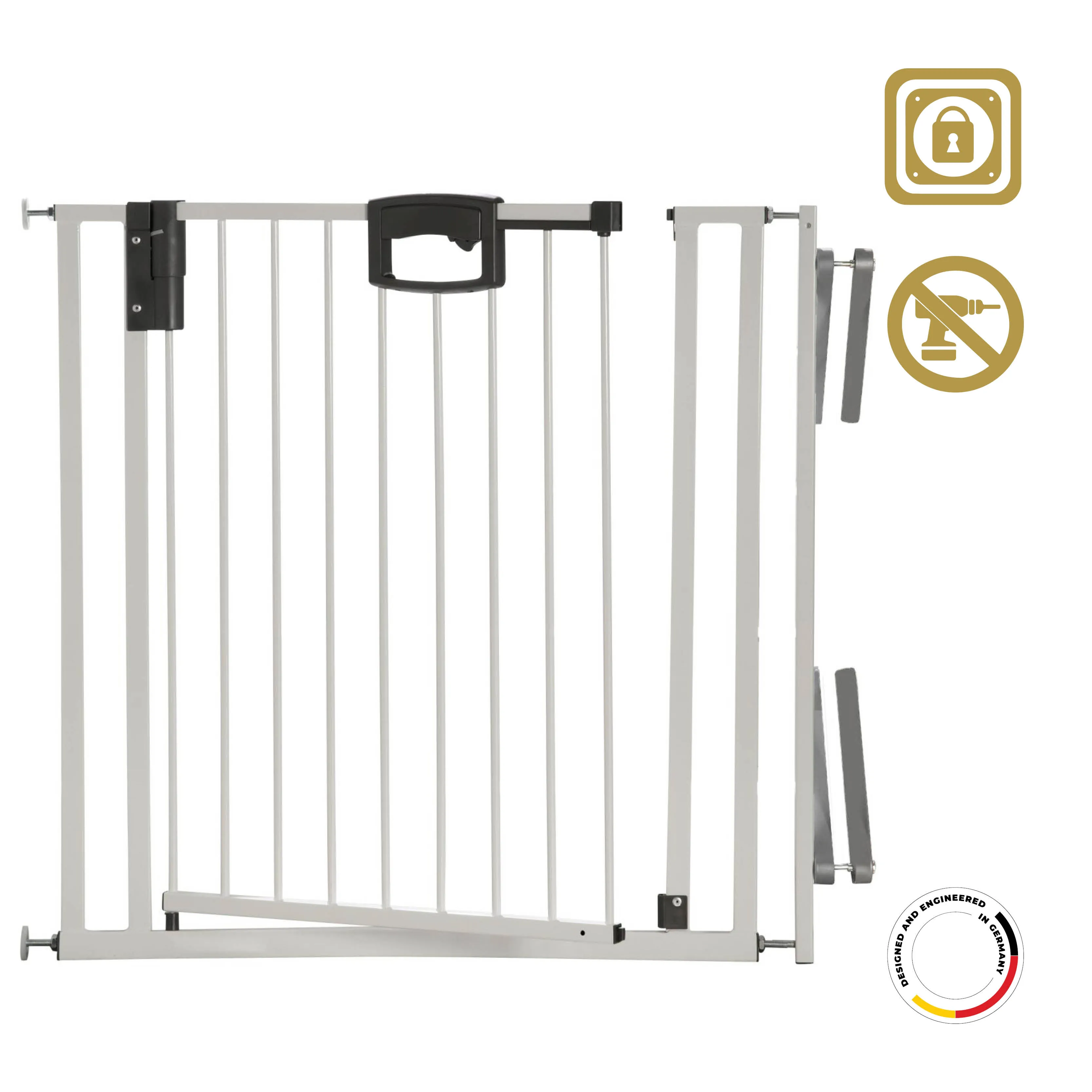 Tür- und Treppenschutzgitter Easylock Plus zum Klemmen Metall von 84,5 cm bis 124,5 cm