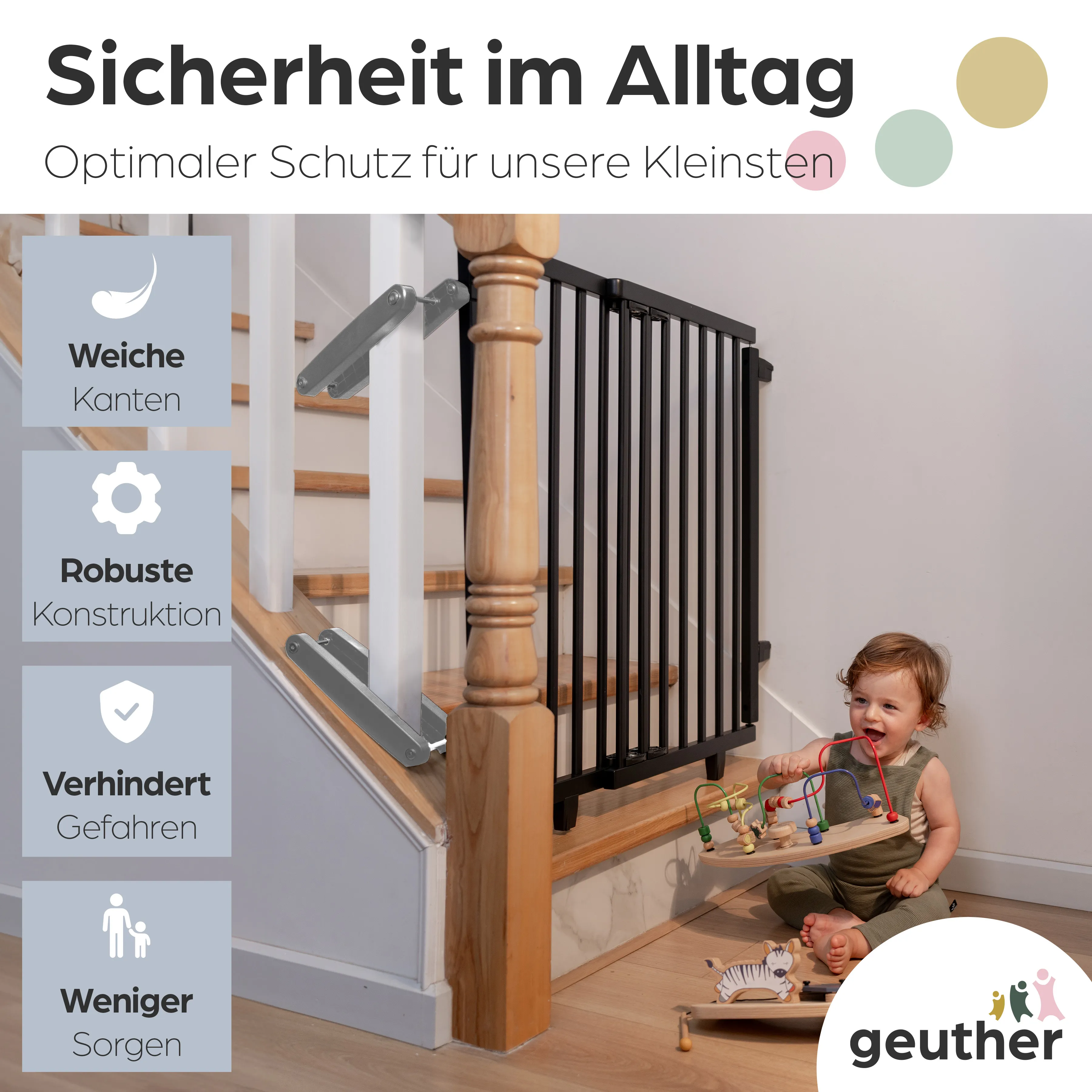 Treppenschutzgitter Oris (2733+) für Öffnungen von 67 cm - 95 cm aus Holz