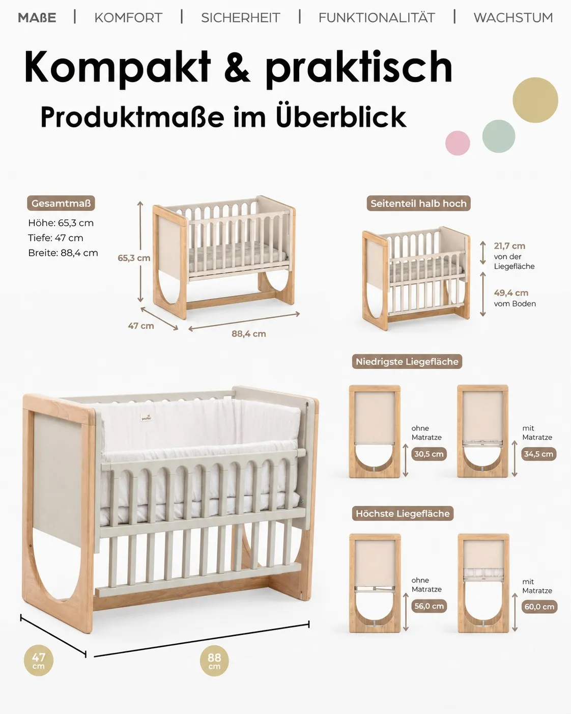 HATO - Baby- & Beistellbett 4in1