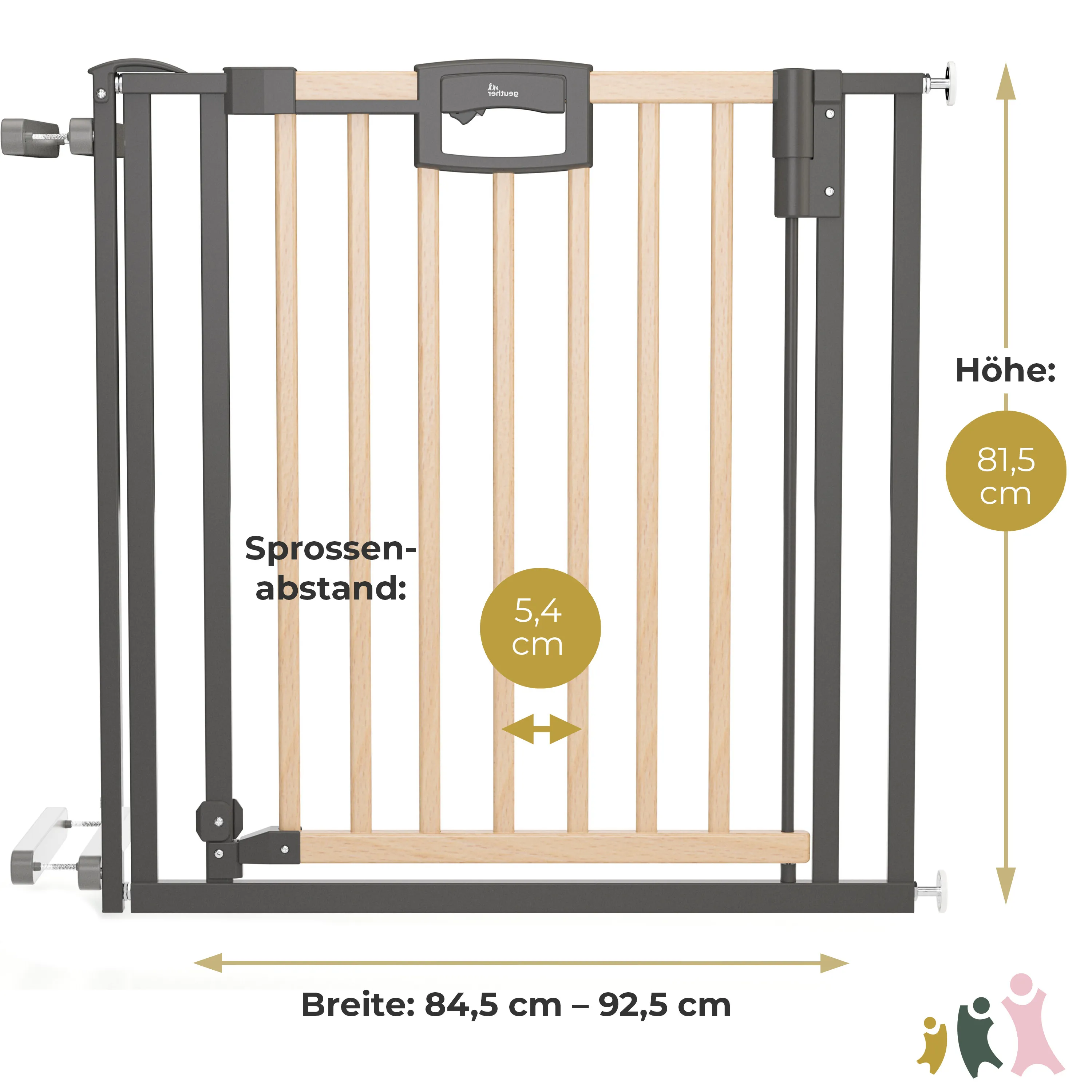 Treppenschutzgitter Easylock Wood Plus (Ohne Bohren) (100 cm - 108,5 cm)