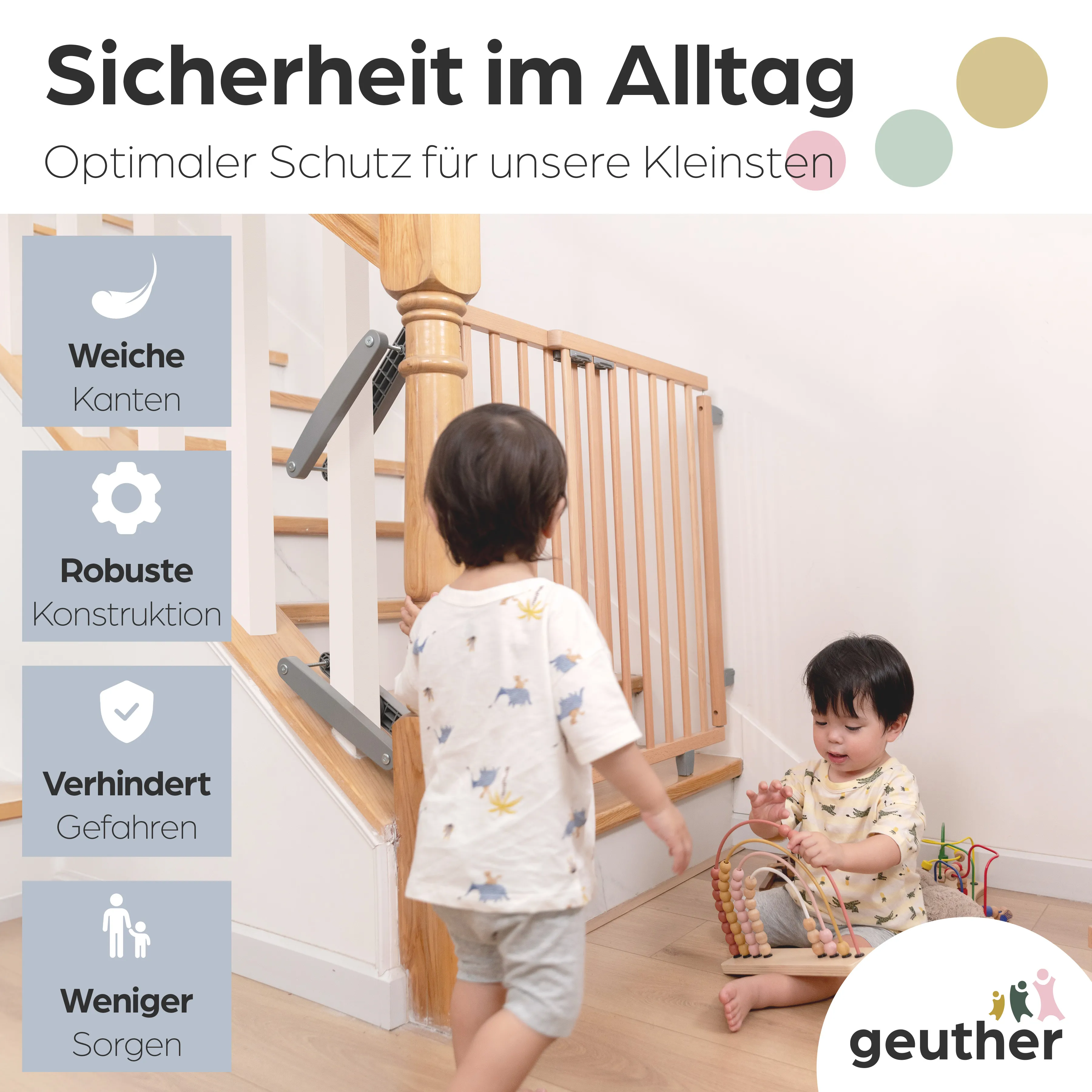 Treppenschutzgitter Oris (2735+) für Öffnungen von 95 cm - 135 cm aus Holz