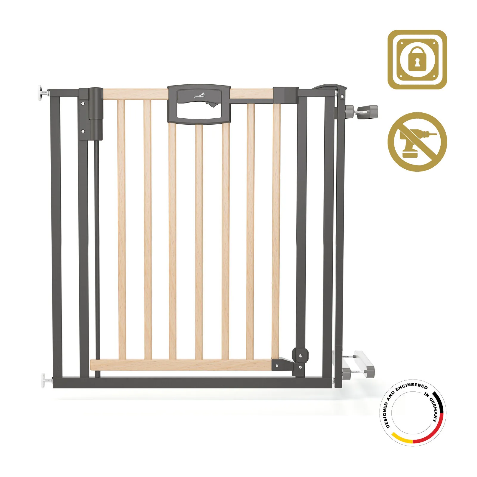 Treppenschutzgitter Easylock Wood Plus (Ohne Bohren) (100 cm - 108,5 cm)