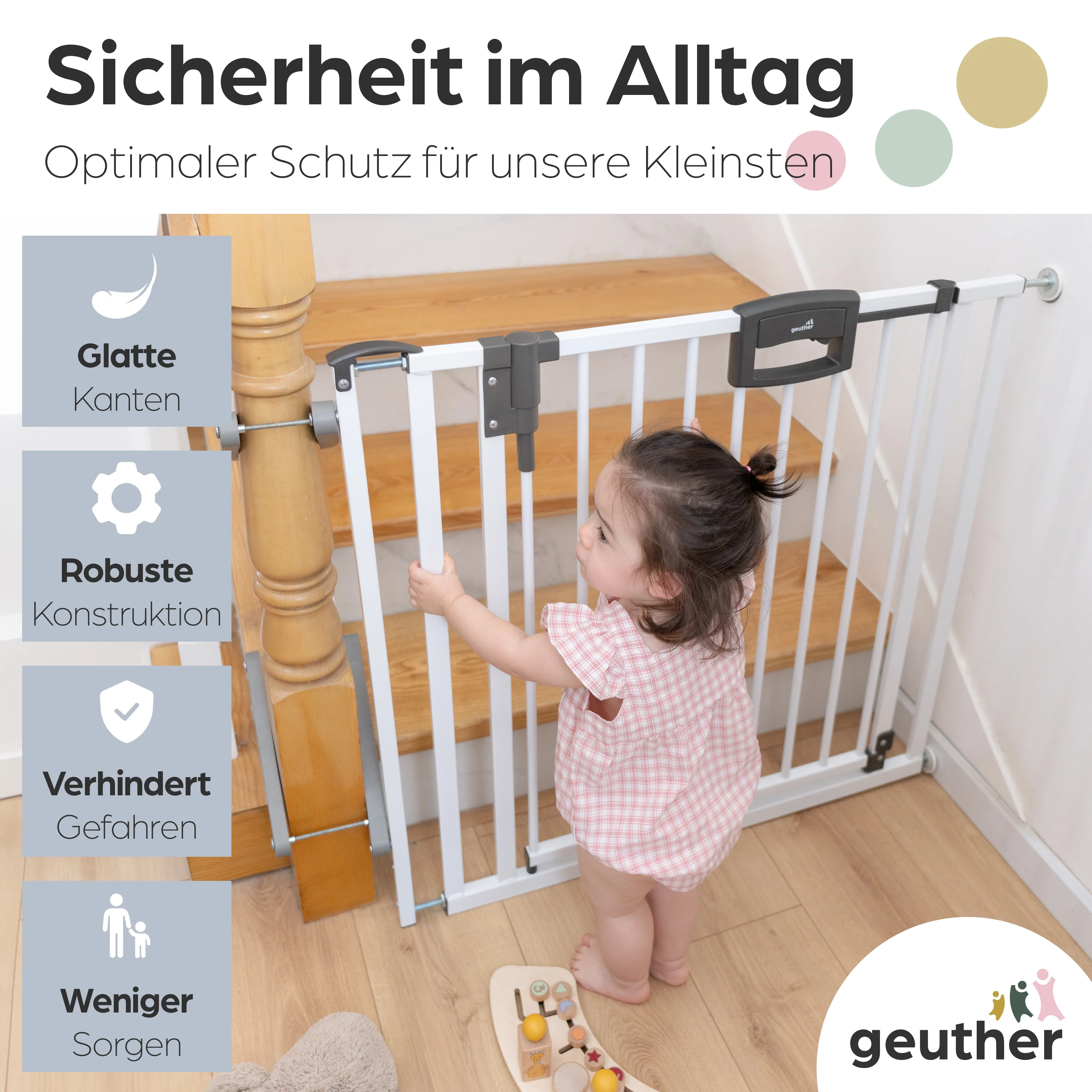 Tür- und Treppenschutzgitter Easylock Plus zum Klemmen Metall (100 cm - 108,5 cm)