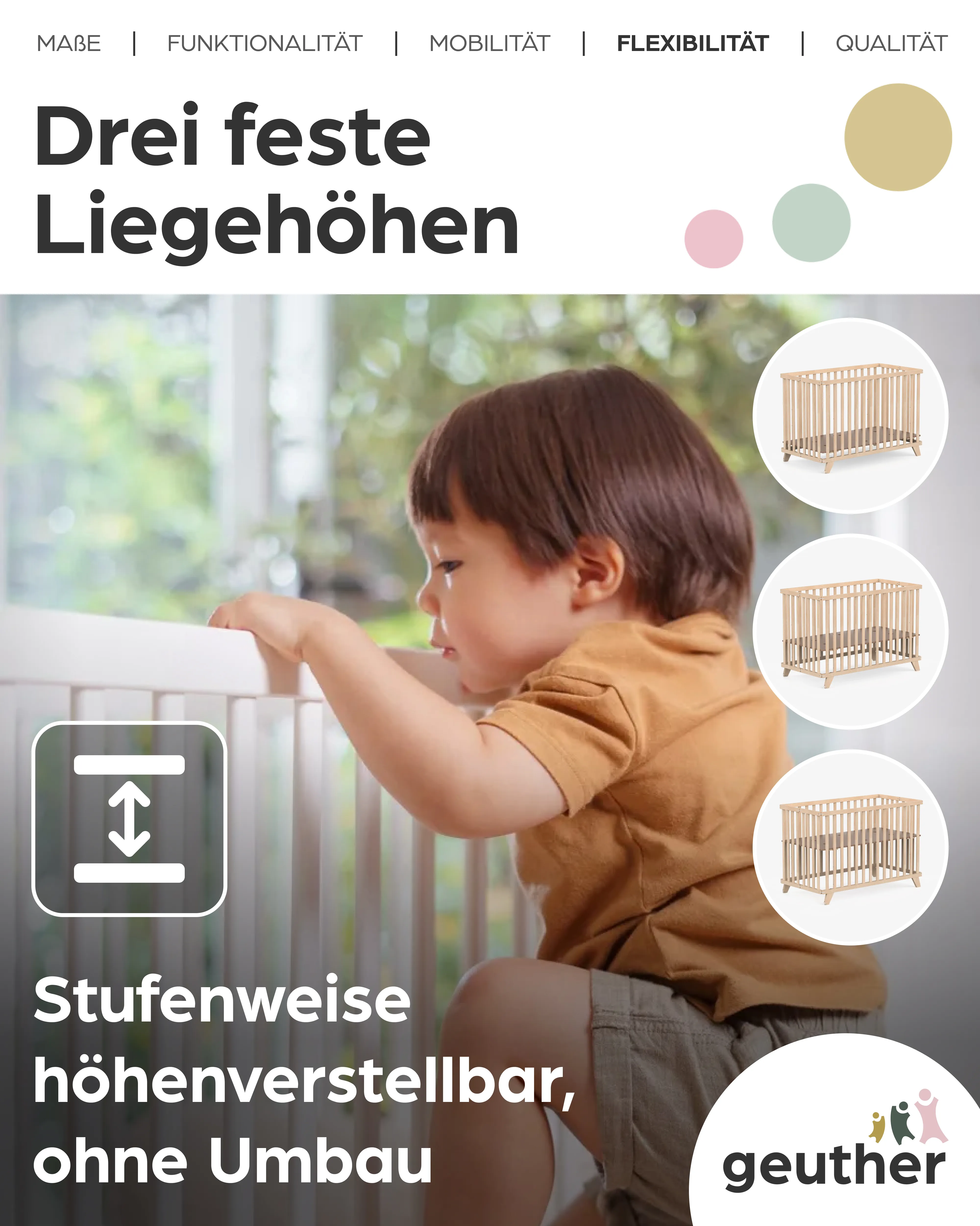 Kinderklappbett Mayla - Weiß & Natur