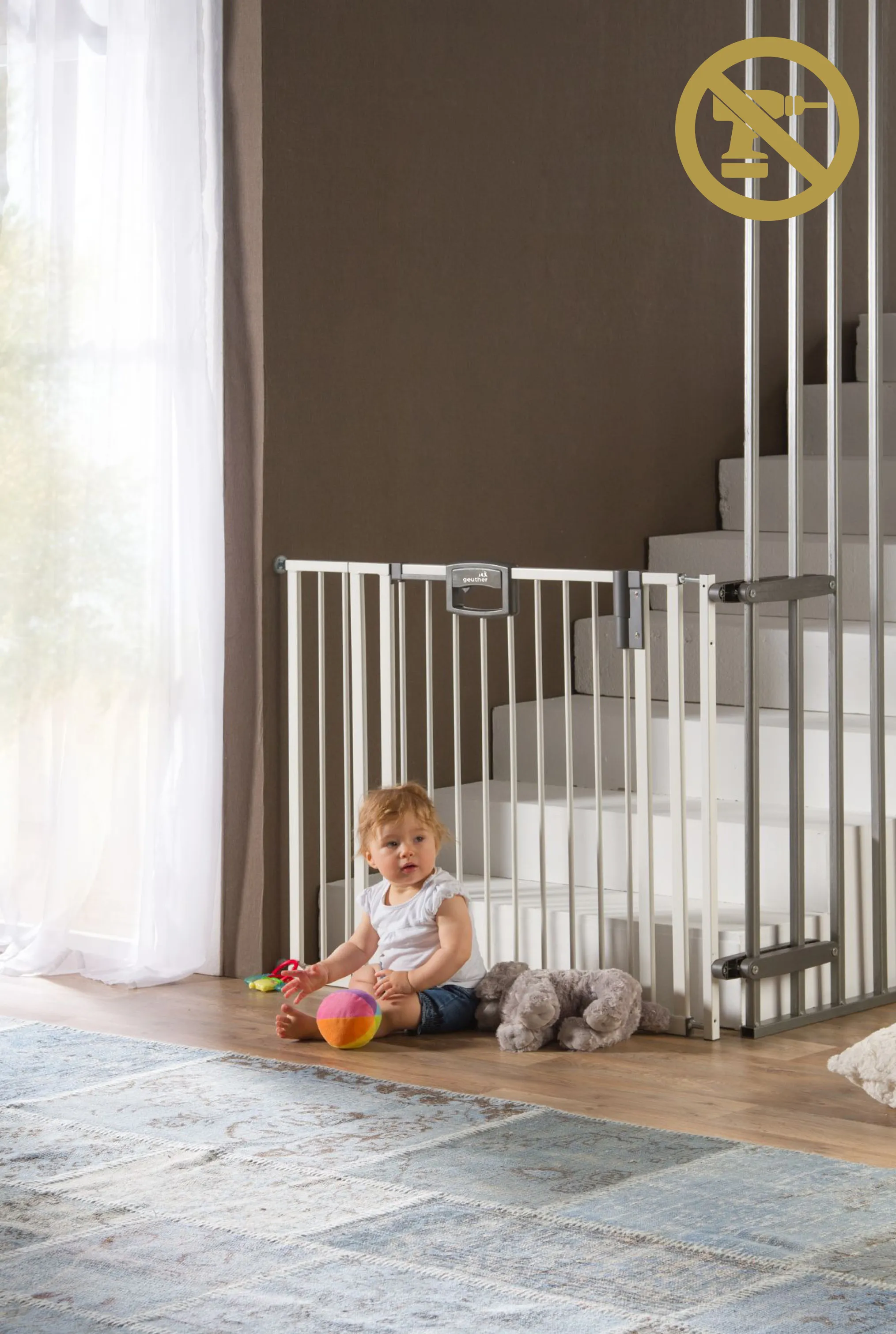 Tür- und Treppenschutzgitter Easylock Plus zum Klemmen Metall (84,5 cm - 92,5 cm)