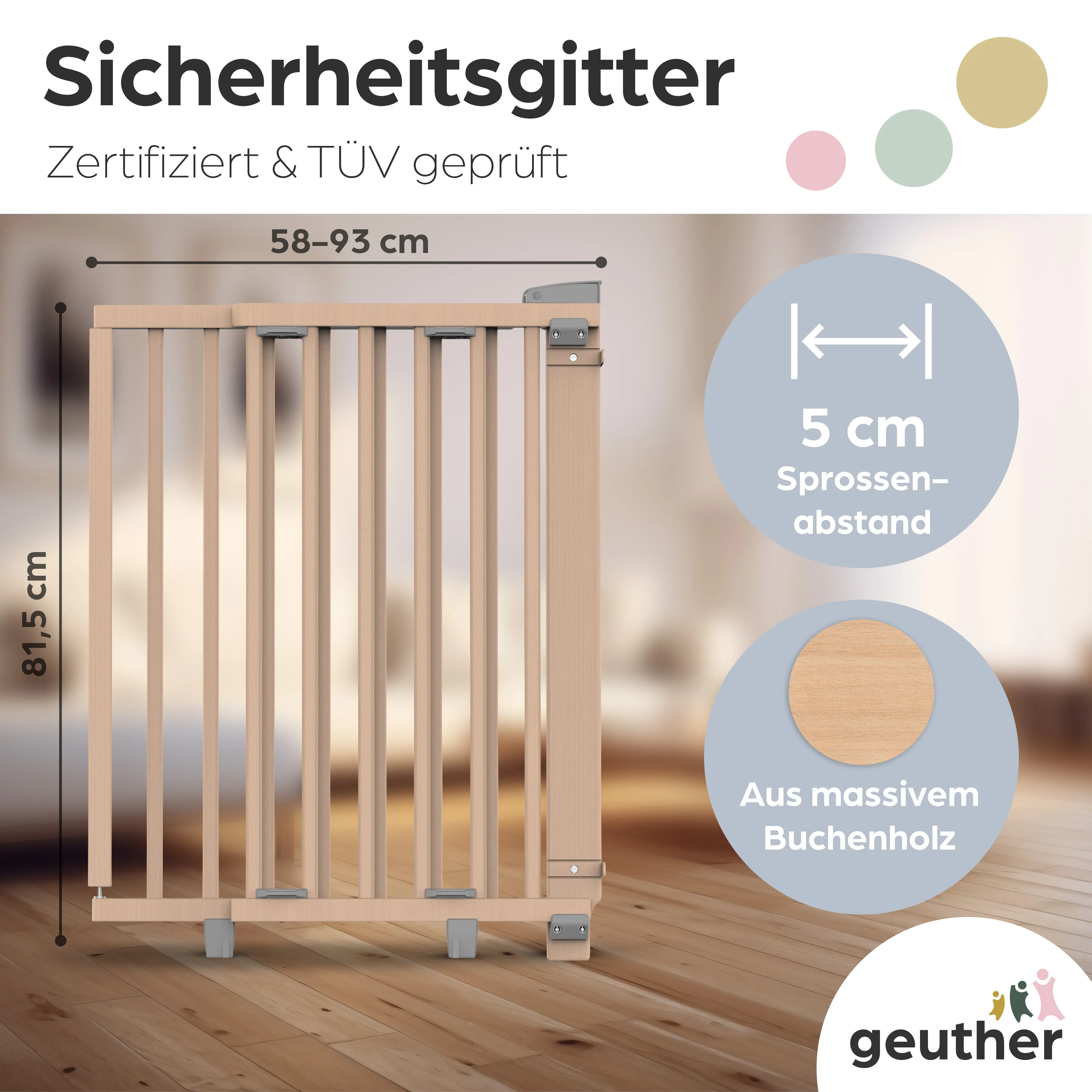 Türschutzgitter Oris (2732+) für Öffnungen von 58 cm - 93 cm aus Holz