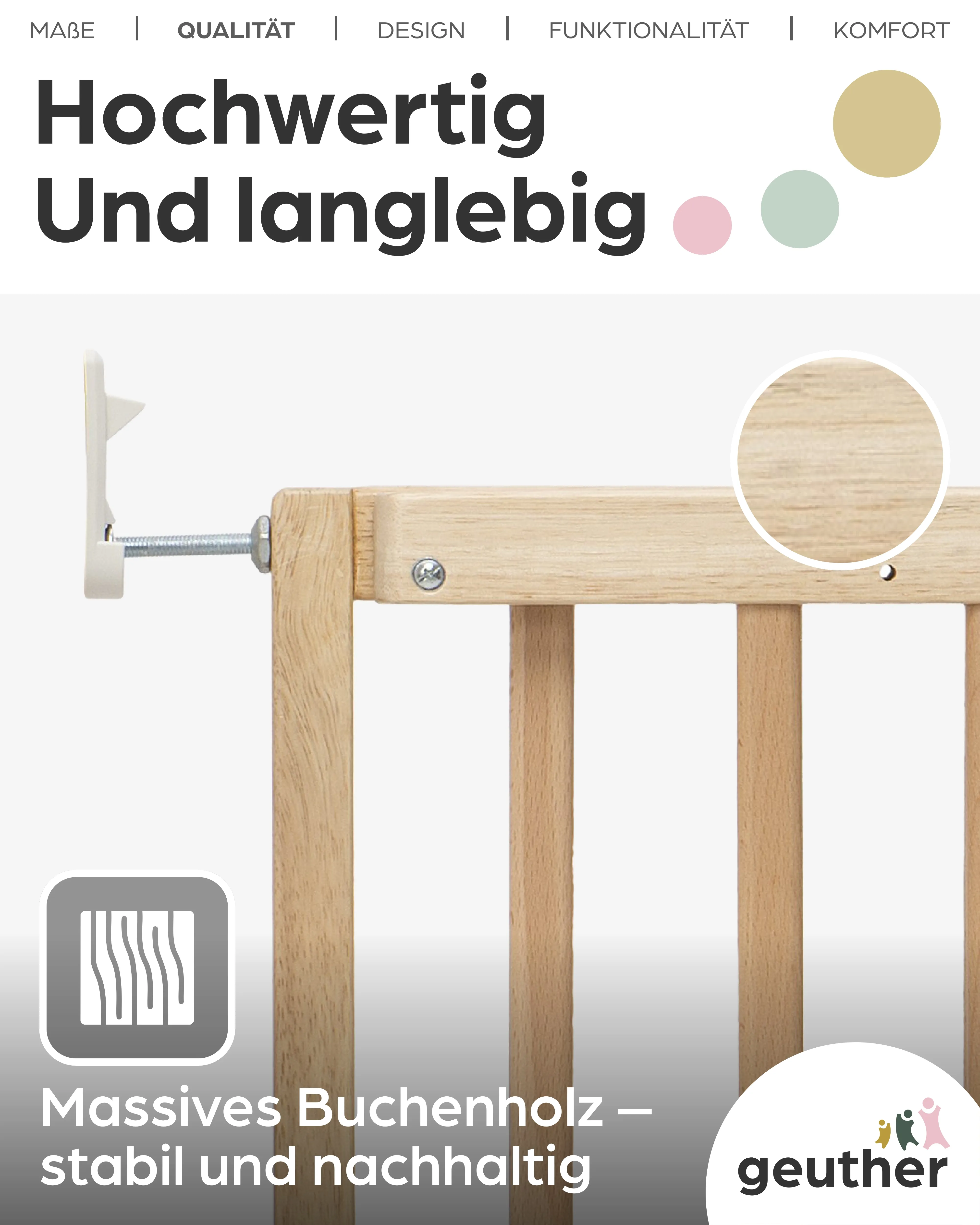 Tür- und Treppenschutzgitter Modilok für Öffnungen 63-103.5 cm aus Holz