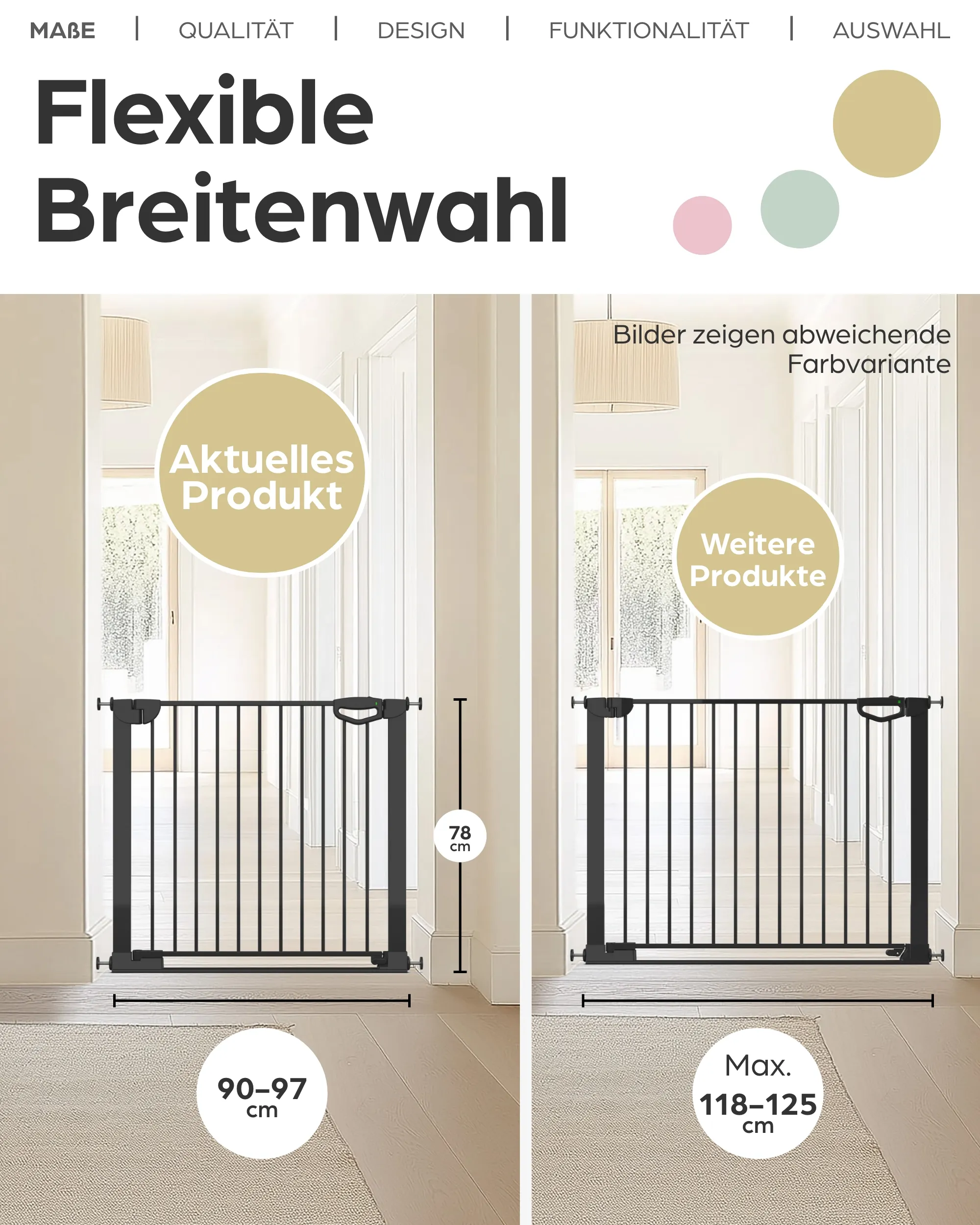 Tür- & Treppenschutzgitter Easylock mit Flatstep 90 cm - 97 cm - Weiß