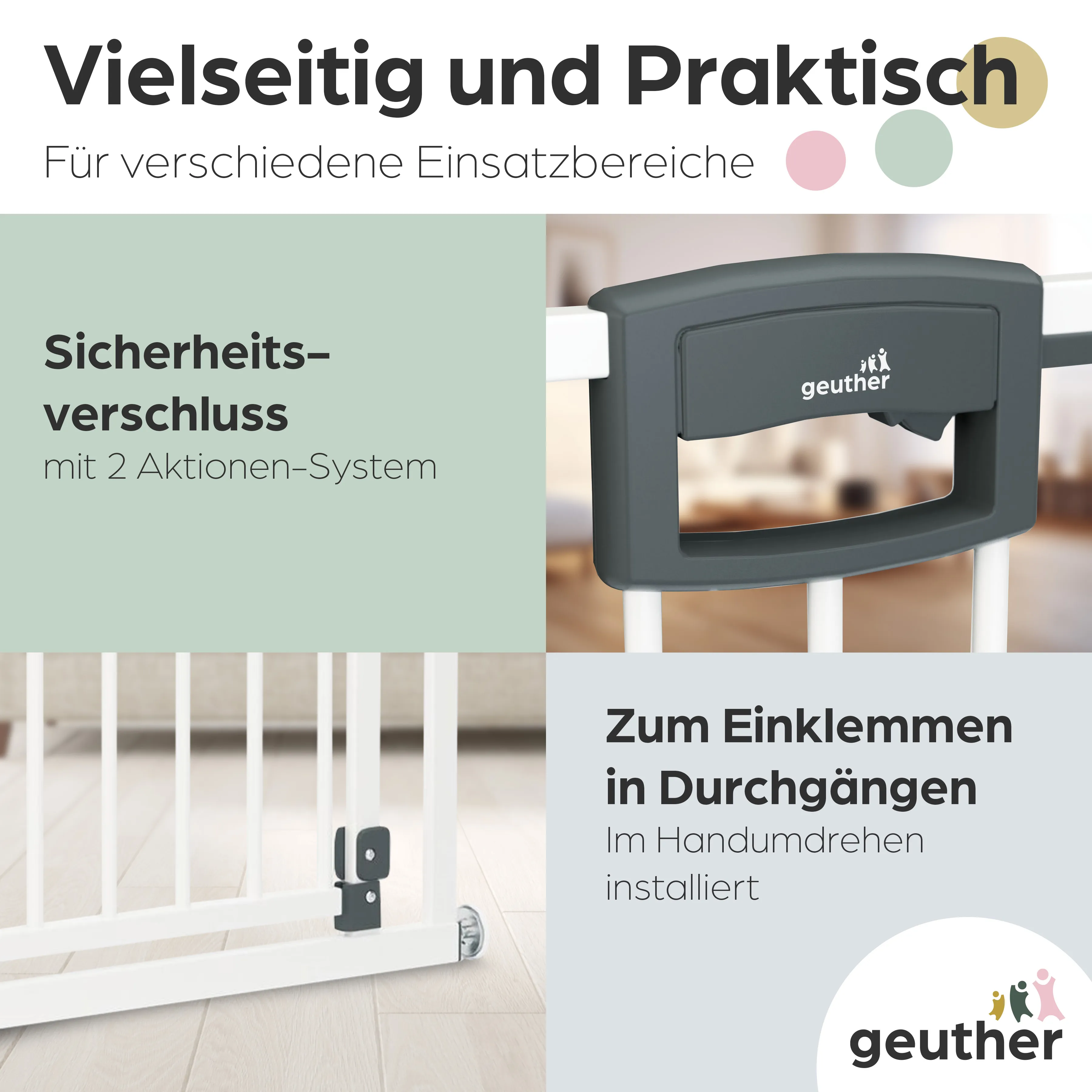 Tür- und Treppenschutzgitter Easylock Plus zum Klemmen Metall (184,5 cm - 192,5 cm)