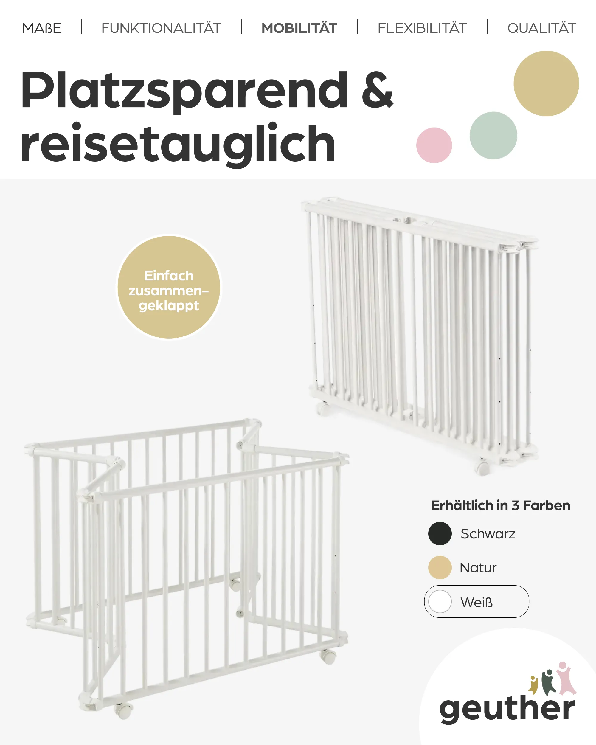Laufgitter Lucilee. 76x97 und 90x97 cm. mobil auf Rollen