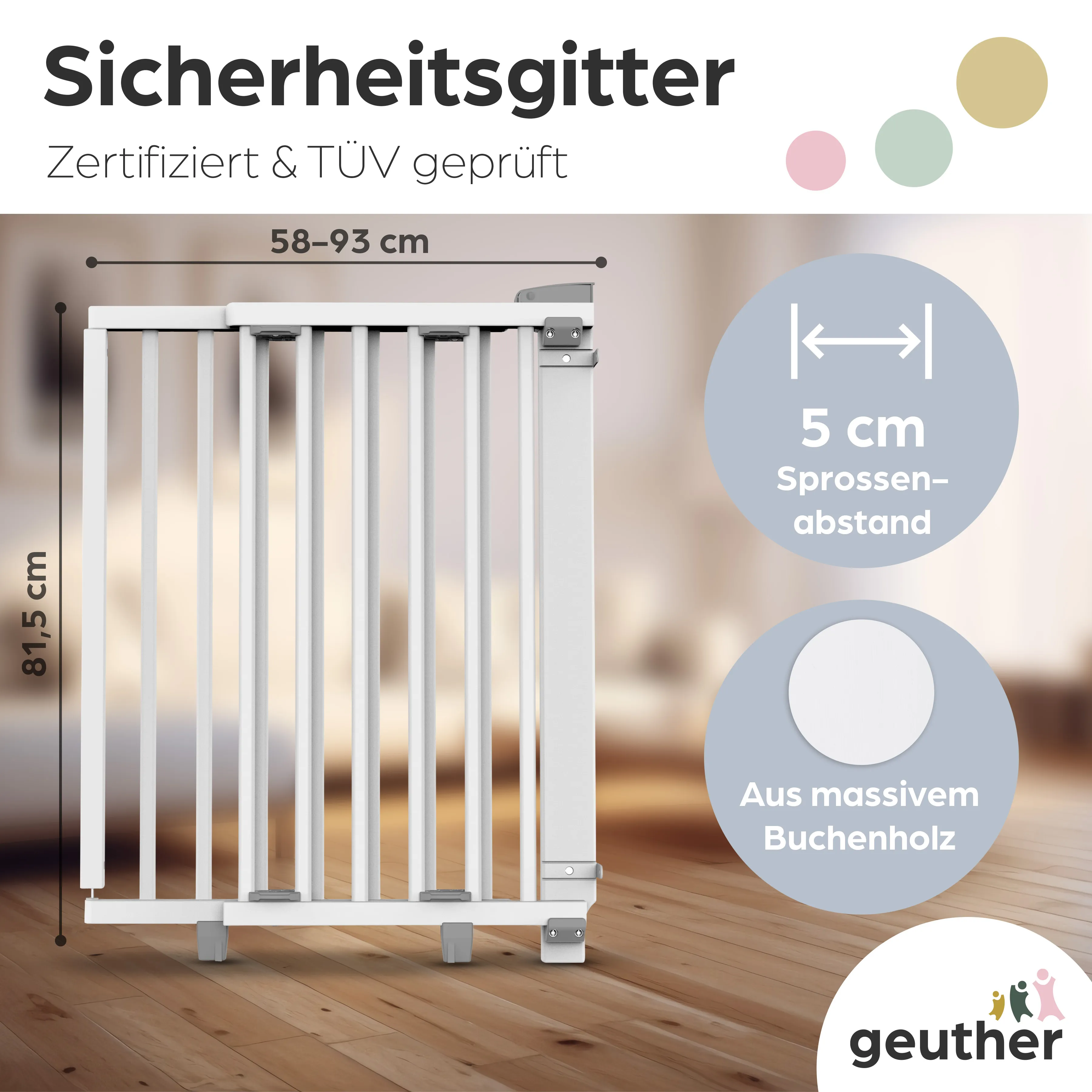 Türschutzgitter Oris (2732+) für Öffnungen von 58 cm - 93 cm aus Holz