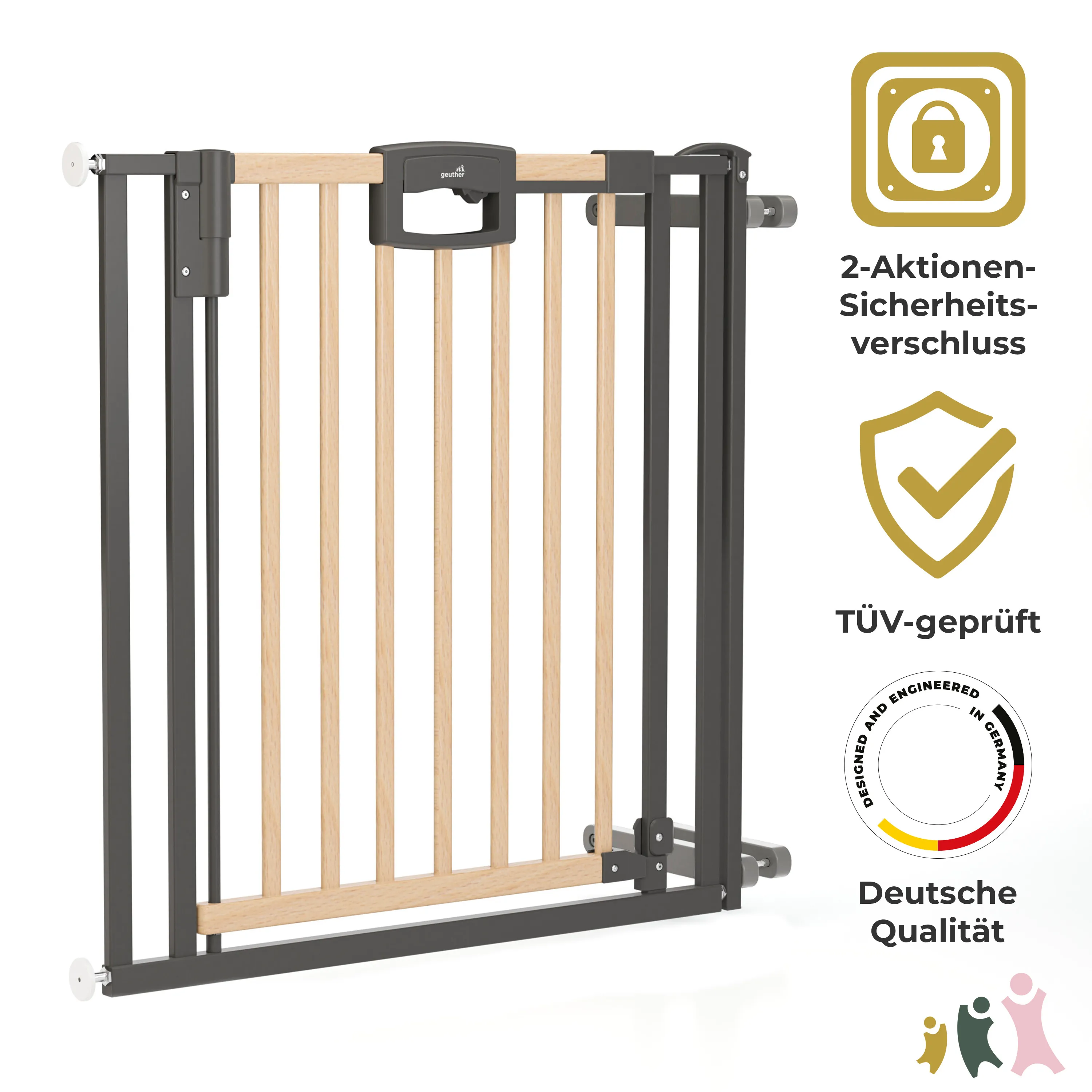 Treppenschutzgitter Easylock Wood Plus (Ohne Bohren) (100 cm - 108,5 cm)