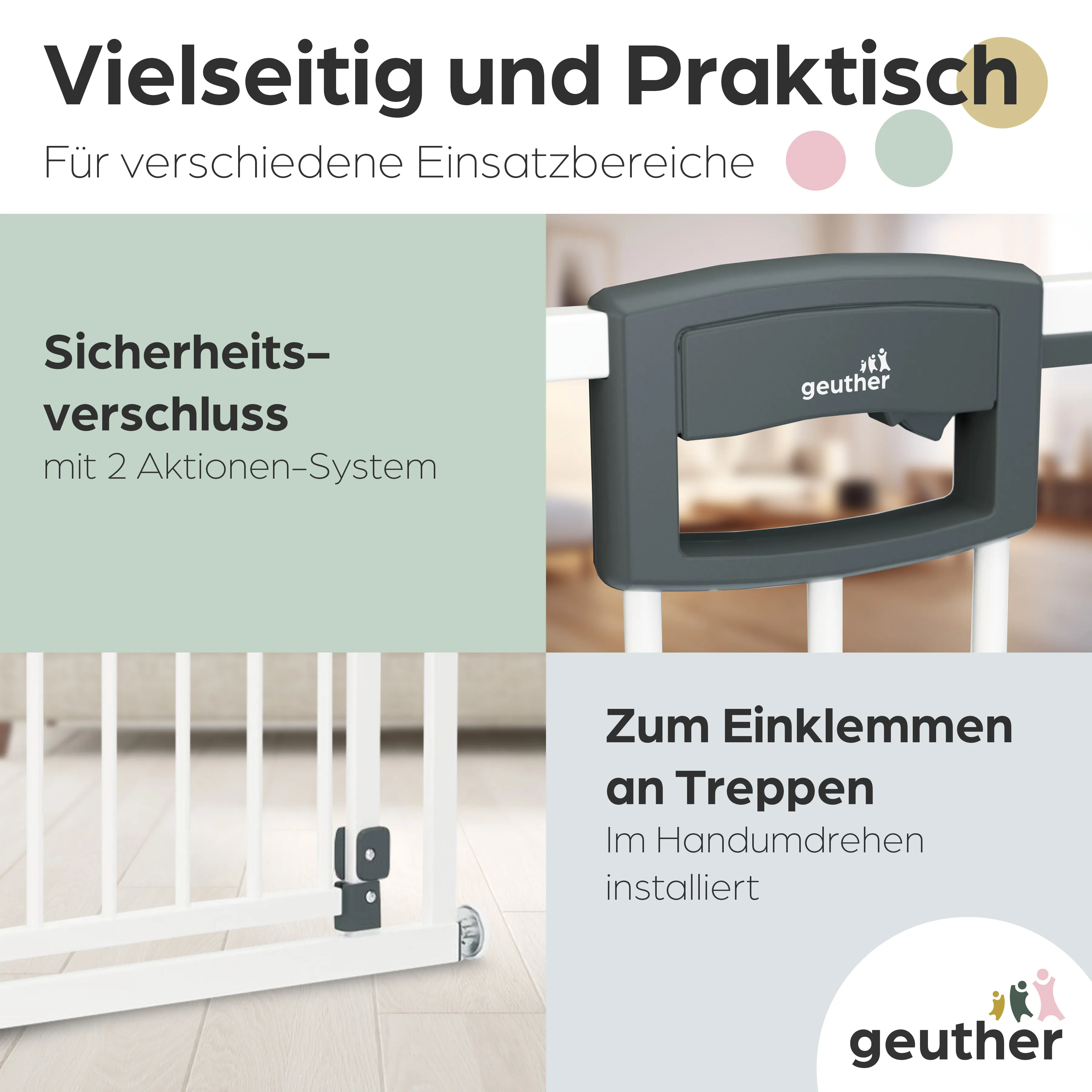Tür- und Treppenschutzgitter Easylock Plus zum Klemmen Metall (92 cm - 100,5 cm)