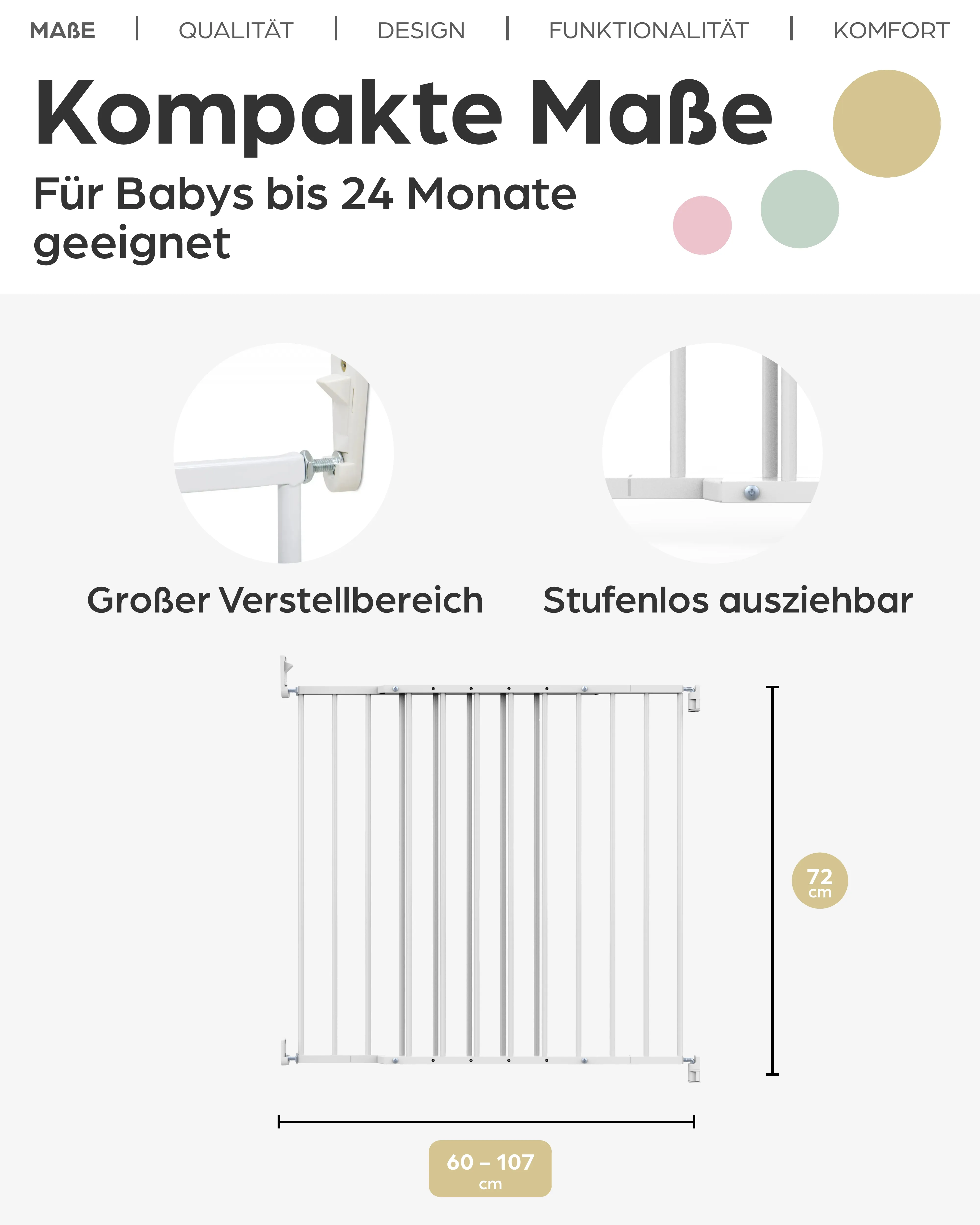Türschutzgitter 4710 für Öffnungen von 60-107 cm aus Metall, weiß