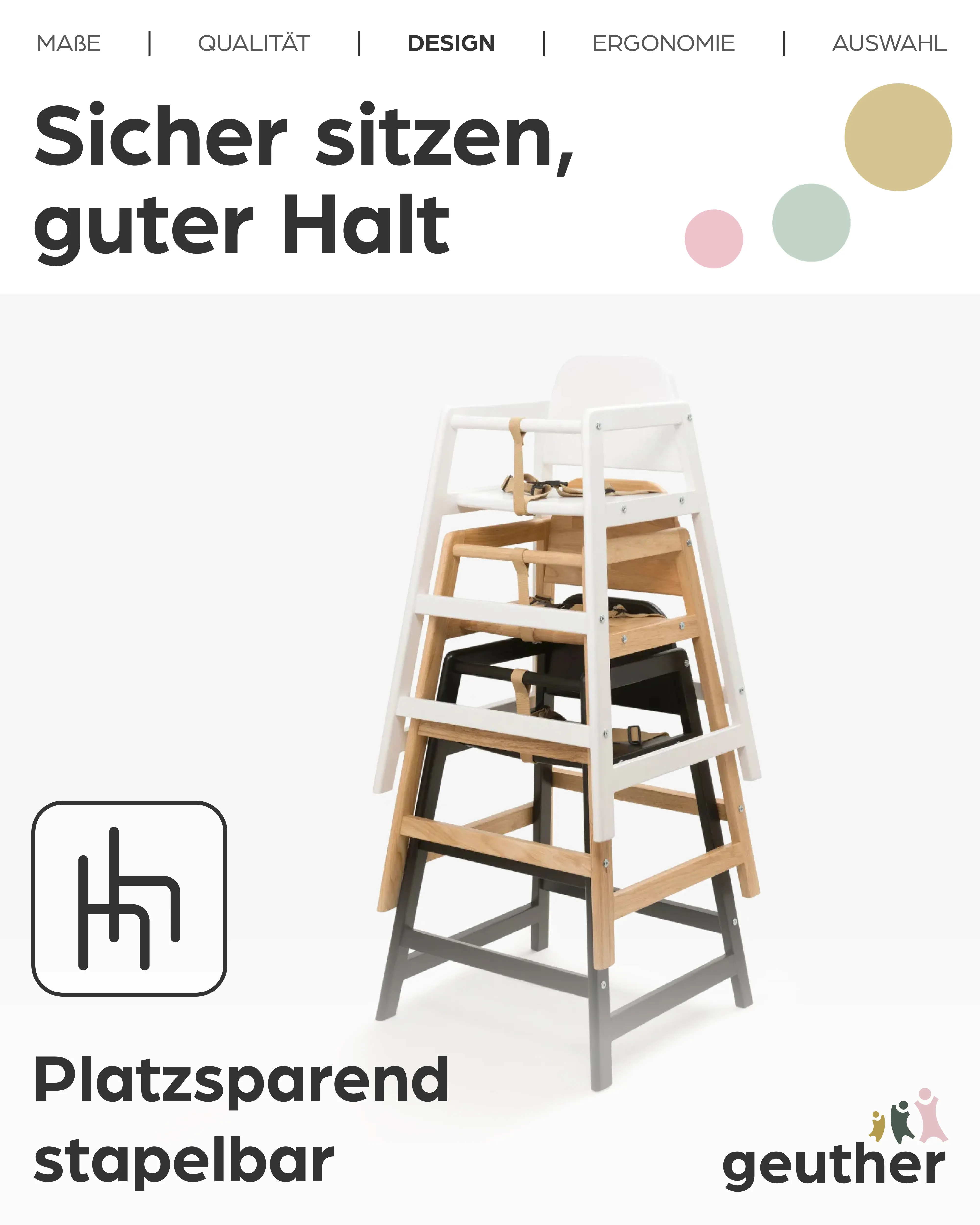 Emma - Stapelbarer Hochstuhl aus Holz