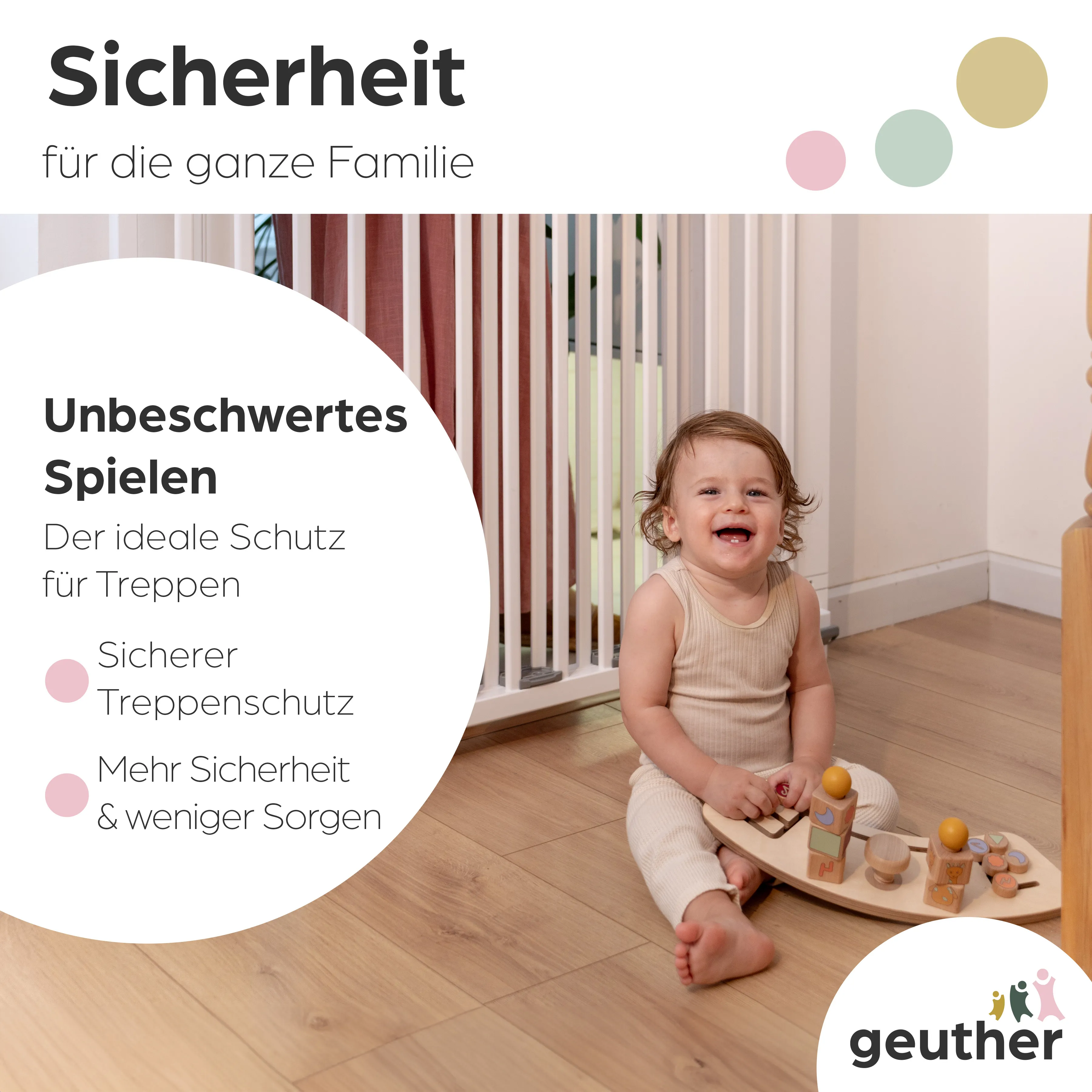 Treppenschutzgitter Oris (2733+) für Öffnungen von 67 cm - 95 cm aus Holz