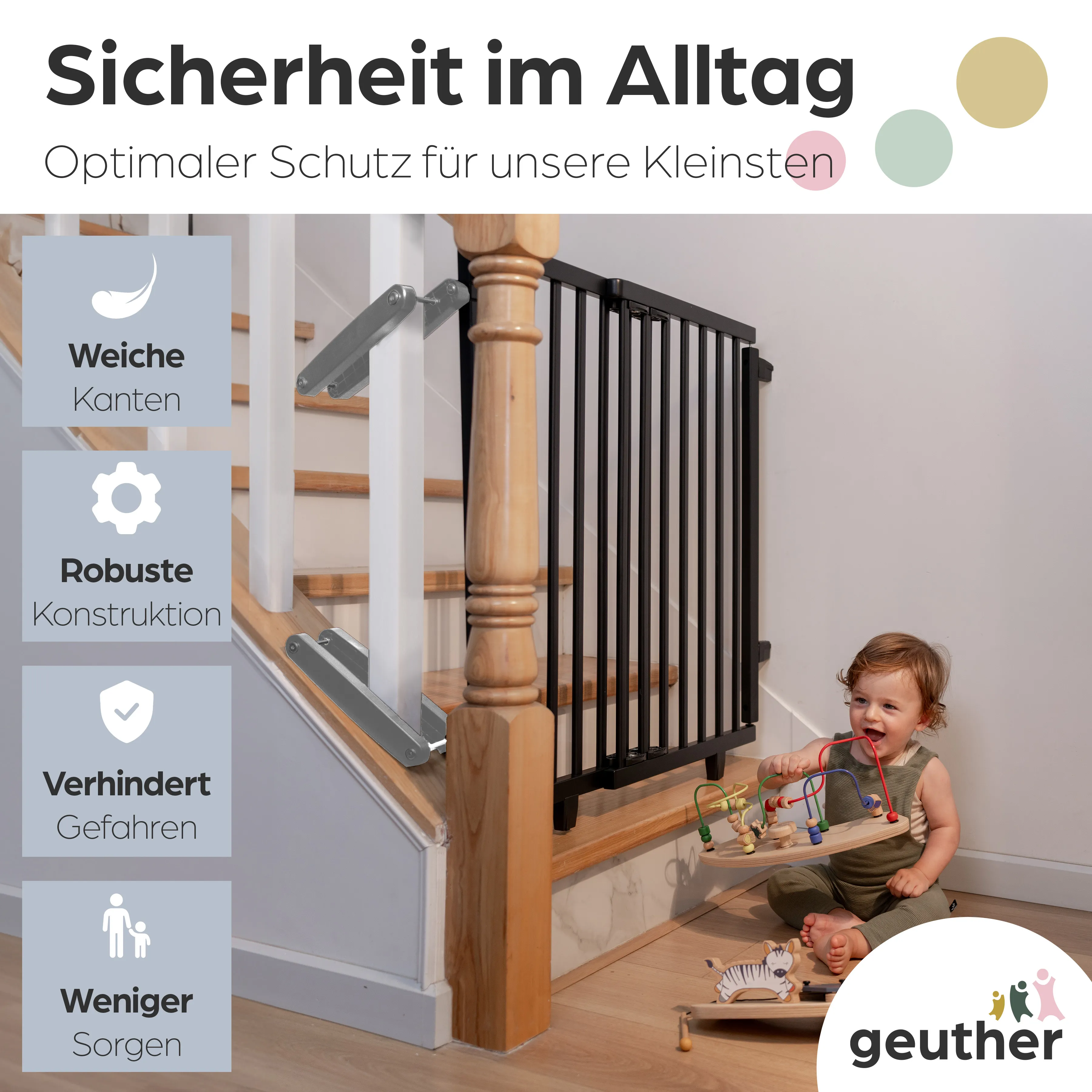 Treppenschutzgitter Oris (2735+) für Öffnungen von 95 cm - 135 cm aus Holz