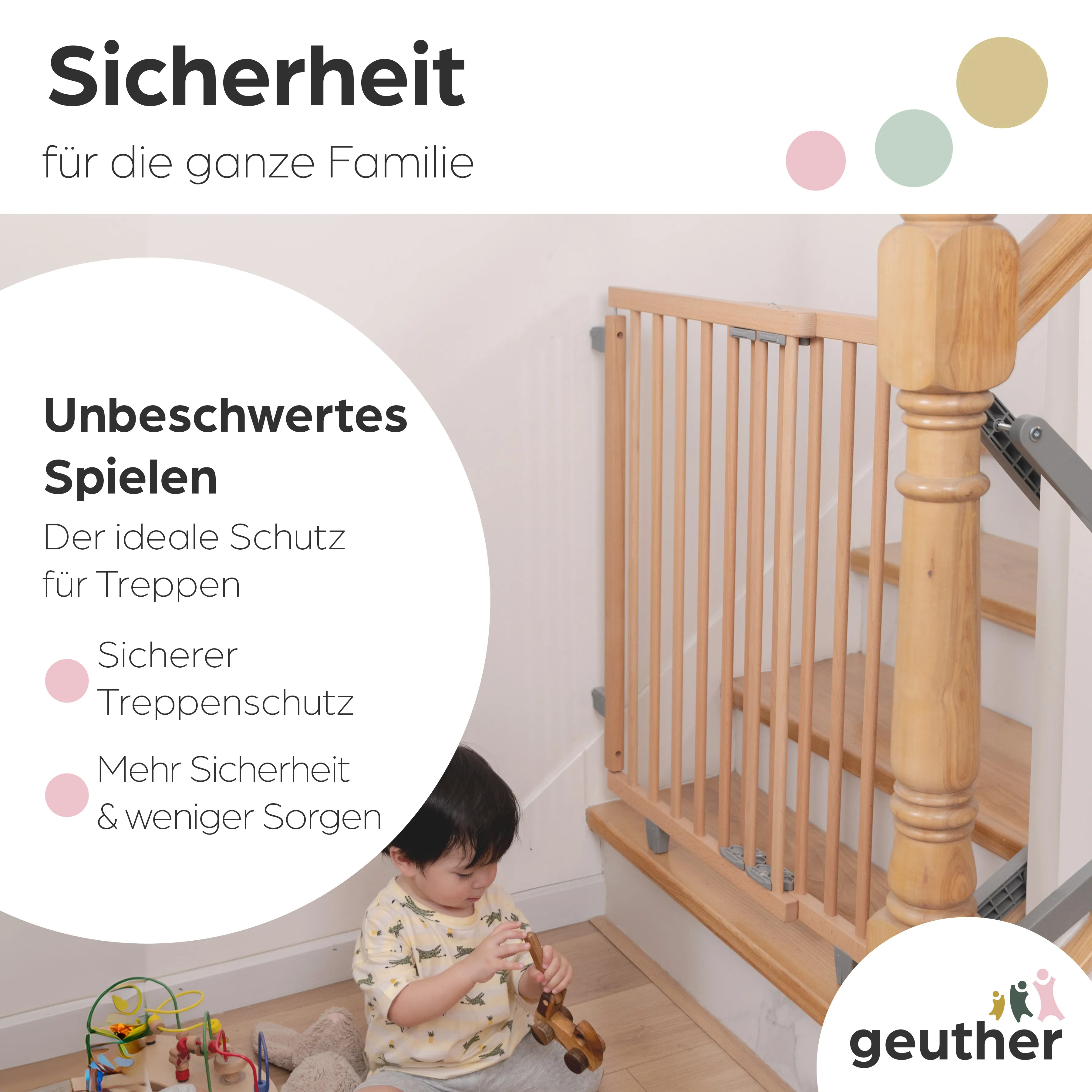Treppenschutzgitter Oris (2733+) für Öffnungen von 67 cm - 95 cm aus Holz