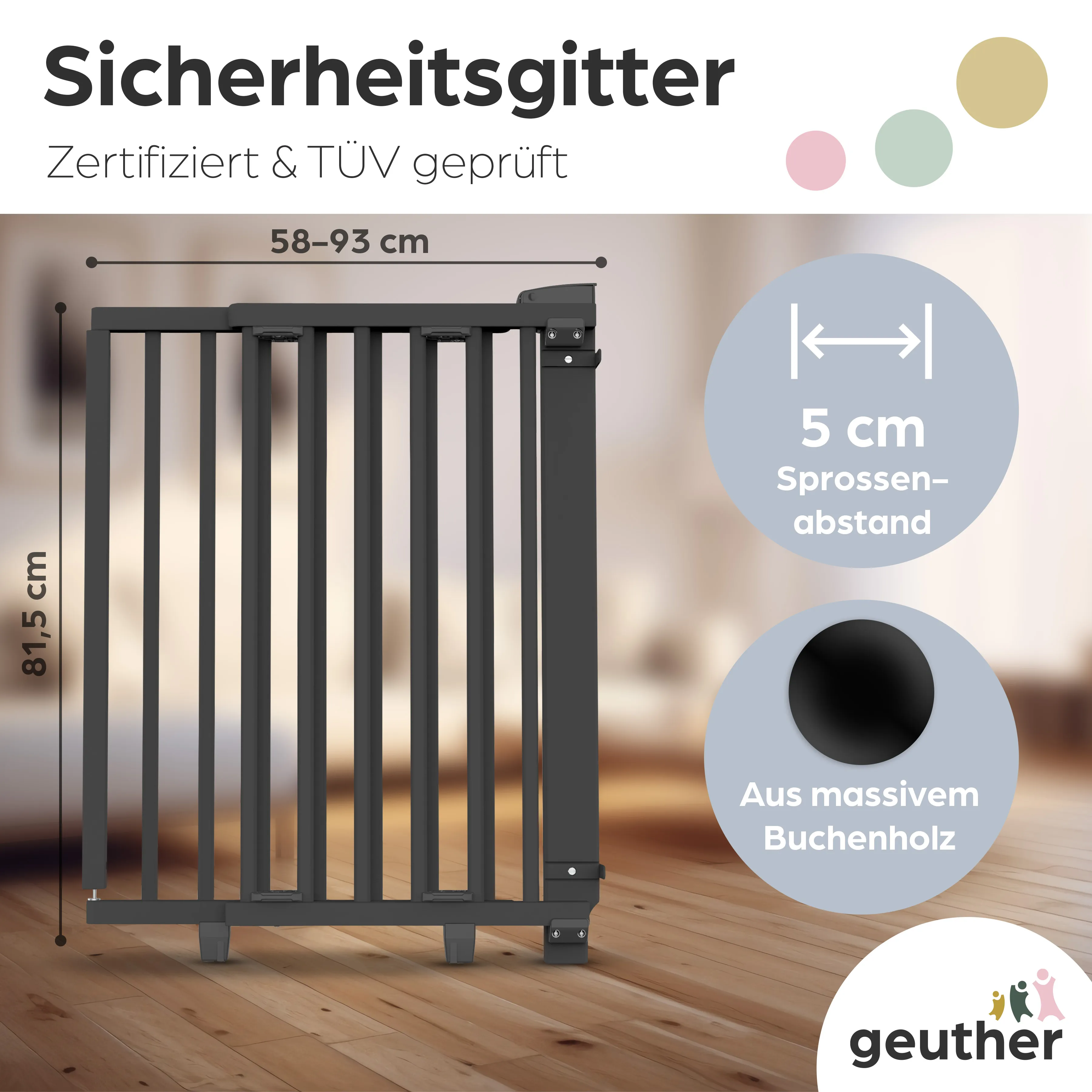 Türschutzgitter Oris (2732+) für Öffnungen von 58 cm - 93 cm aus Holz