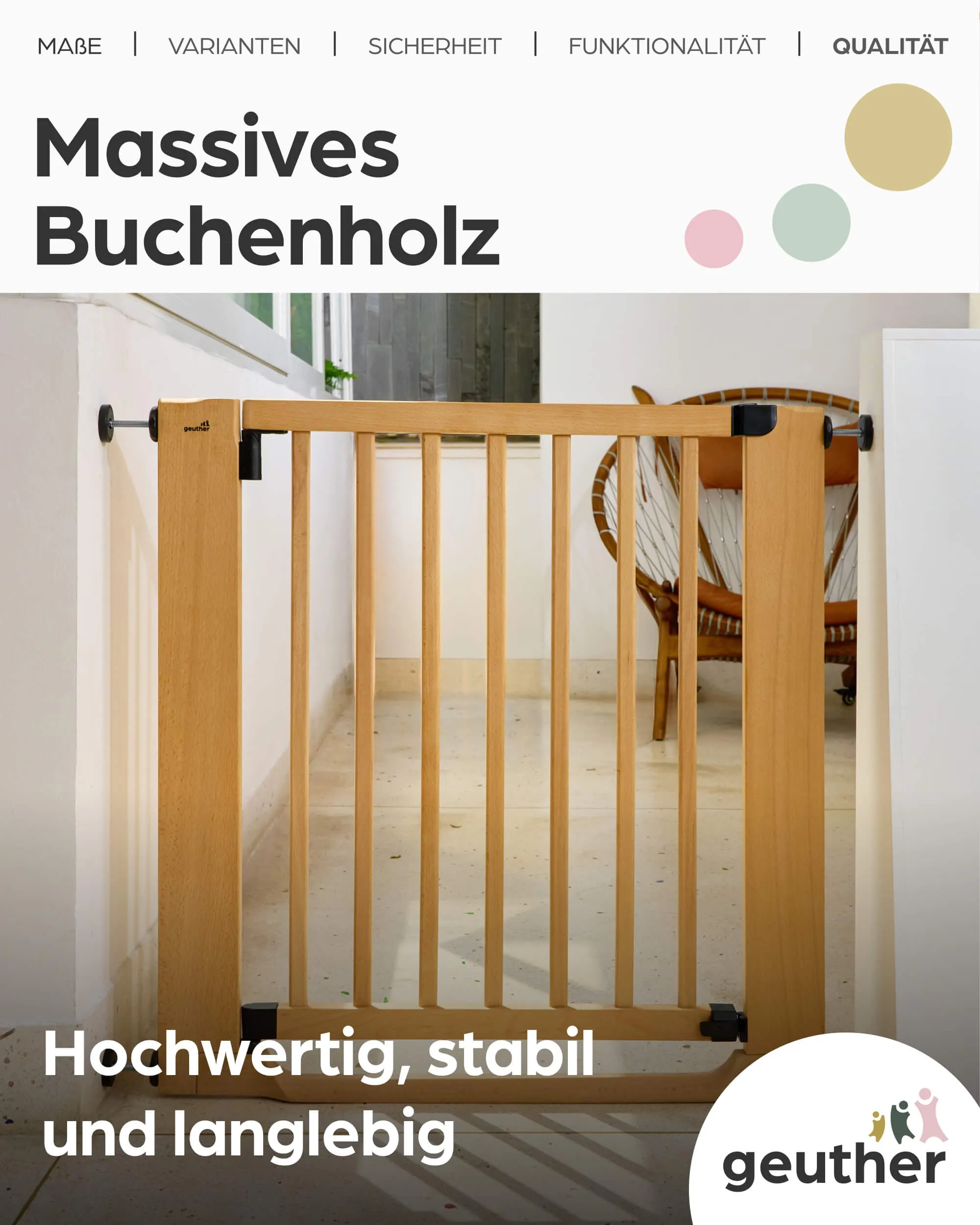 Türschutzgitter Easylock mit Flatstep aus Holz - 71 cm - 133 cm