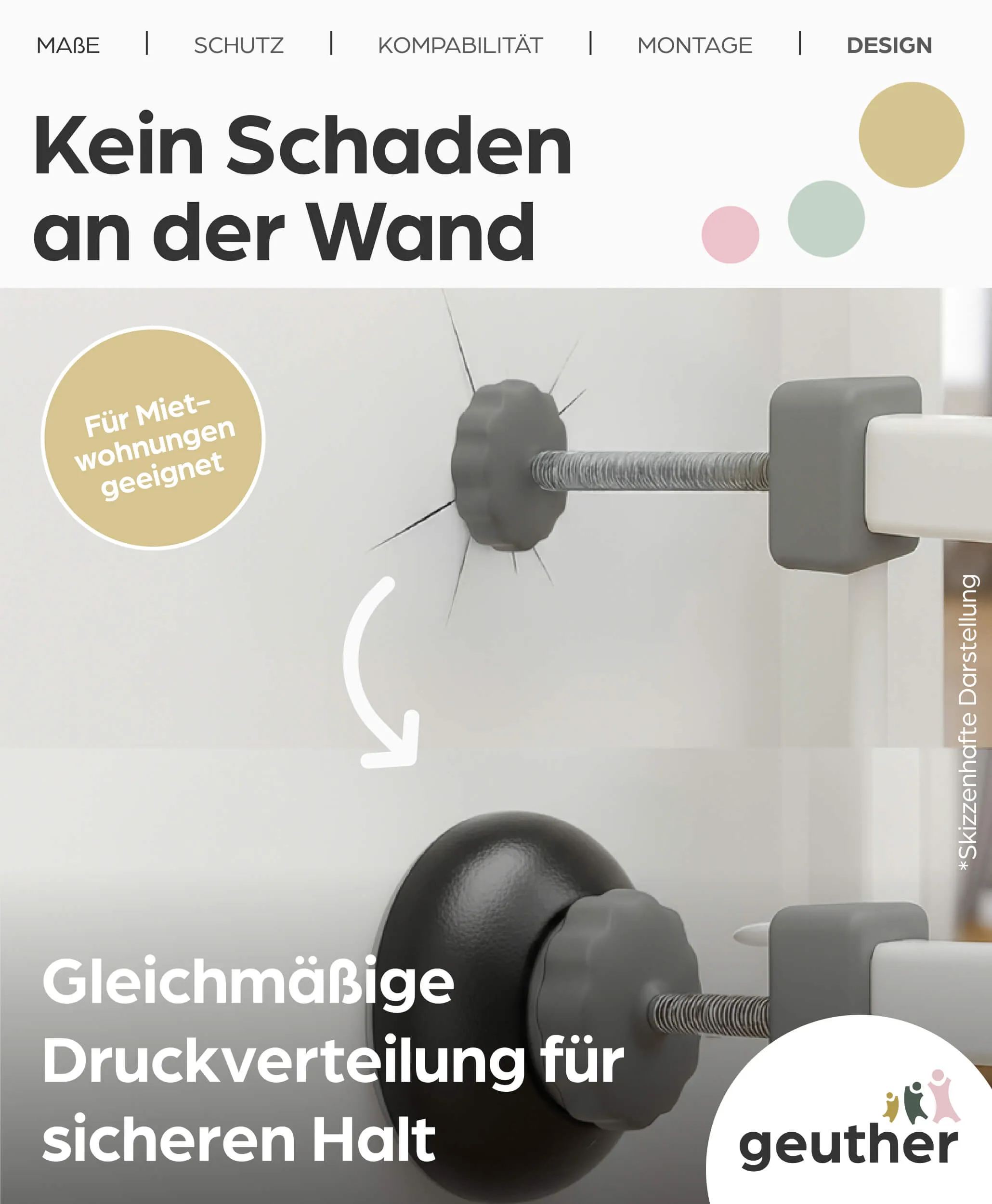Wandschutzpads rund und eckig in schwarz