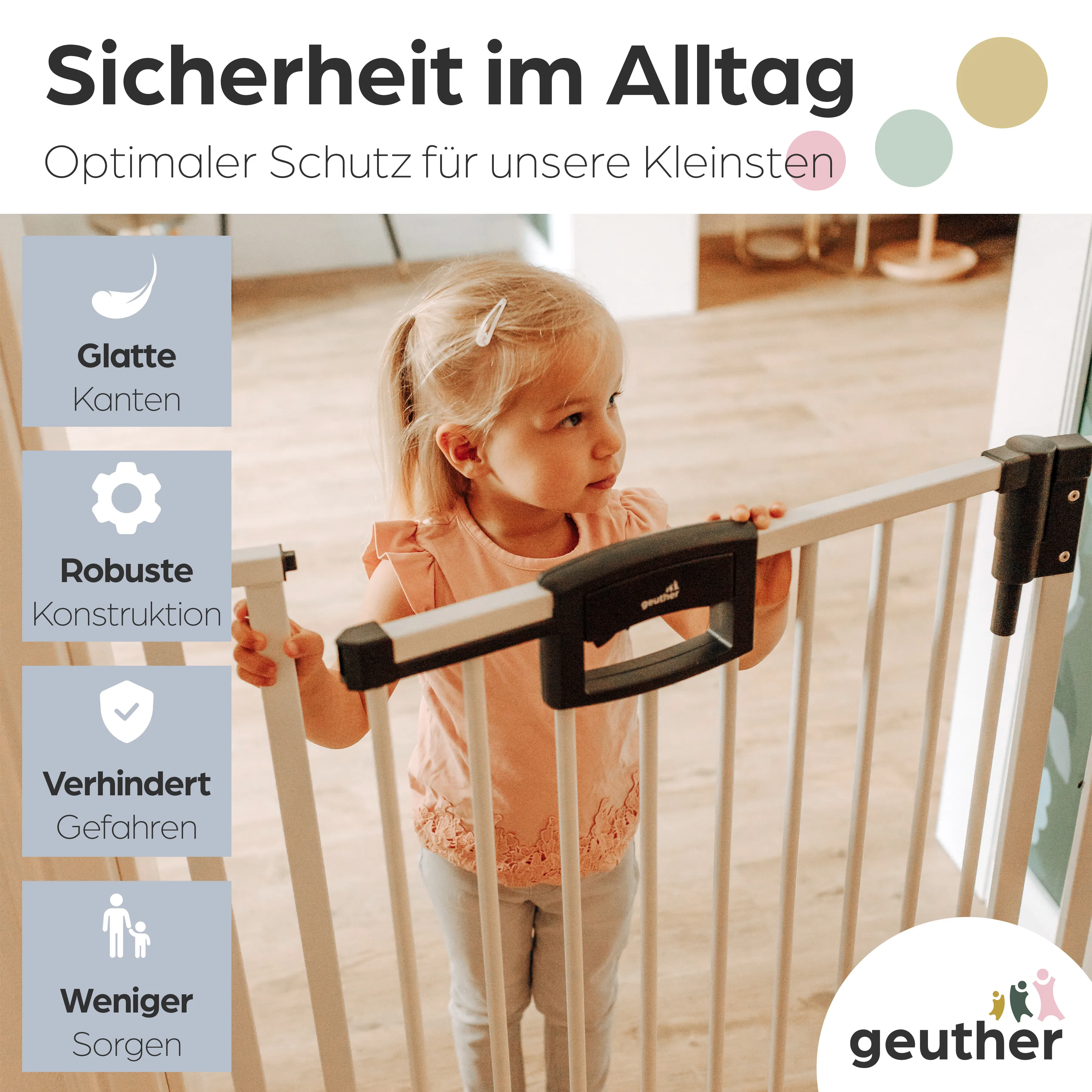 Tür- und Treppenschutzgitter Easylock Plus zum Klemmen Metall (184,5 cm - 192,5 cm)