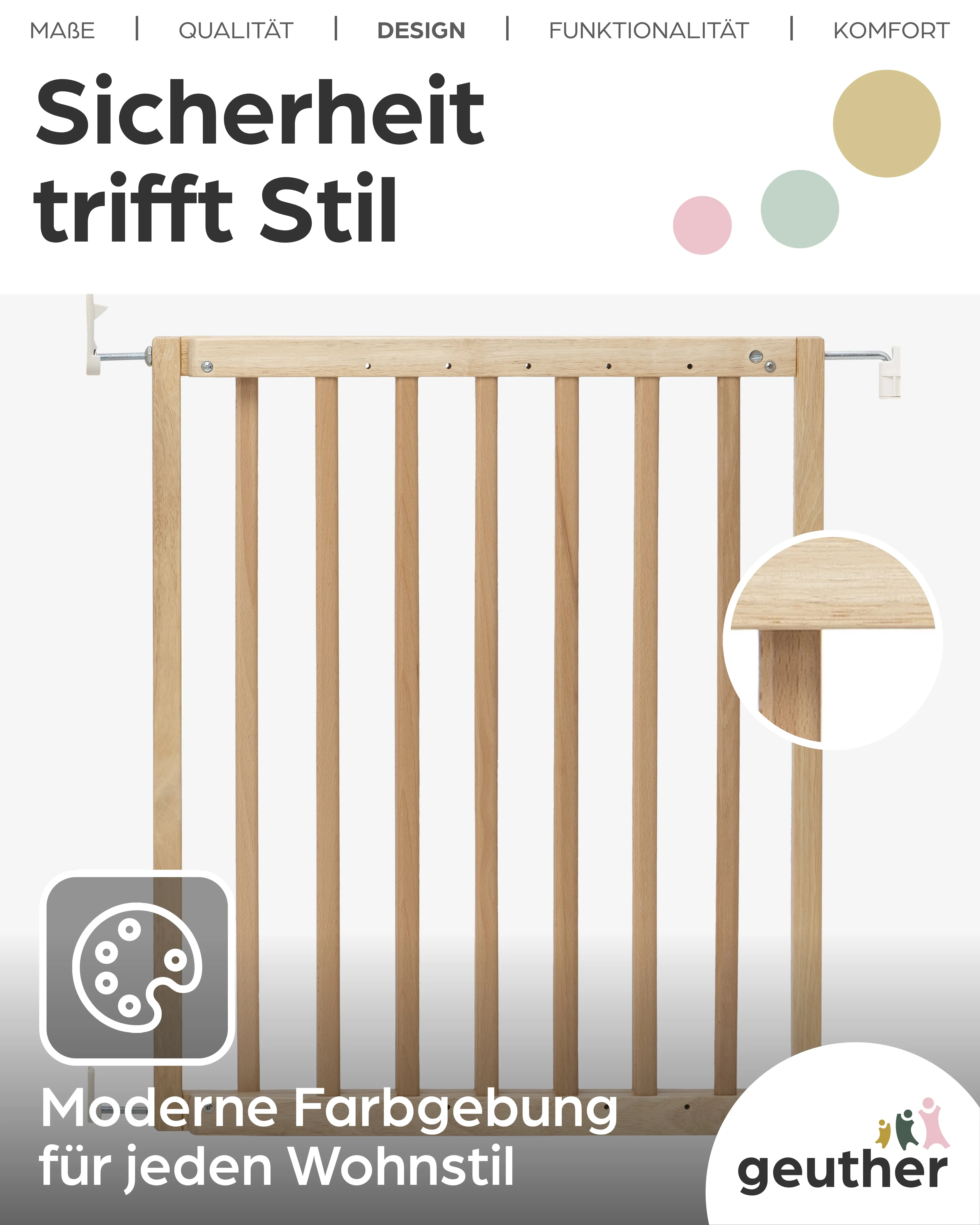 Tür- und Treppenschutzgitter Modilok für Öffnungen 63-103.5 cm aus Holz