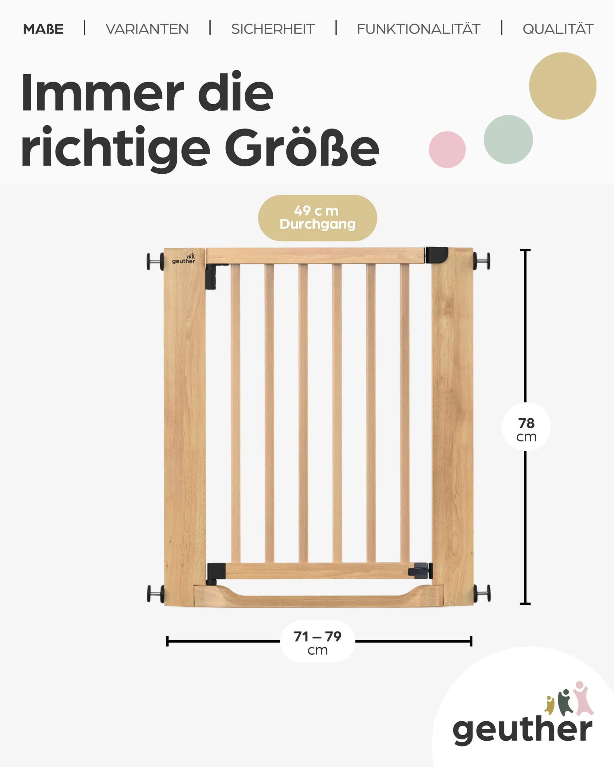 Türschutzgitter Easylock mit Flatstep aus Holz - 71 cm - 79 cm