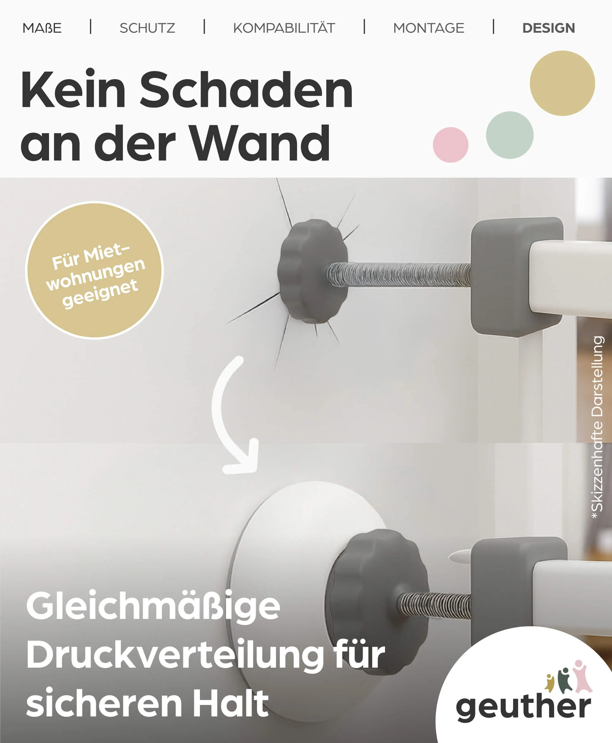 Wandschutzpads rund und eckig in weiß