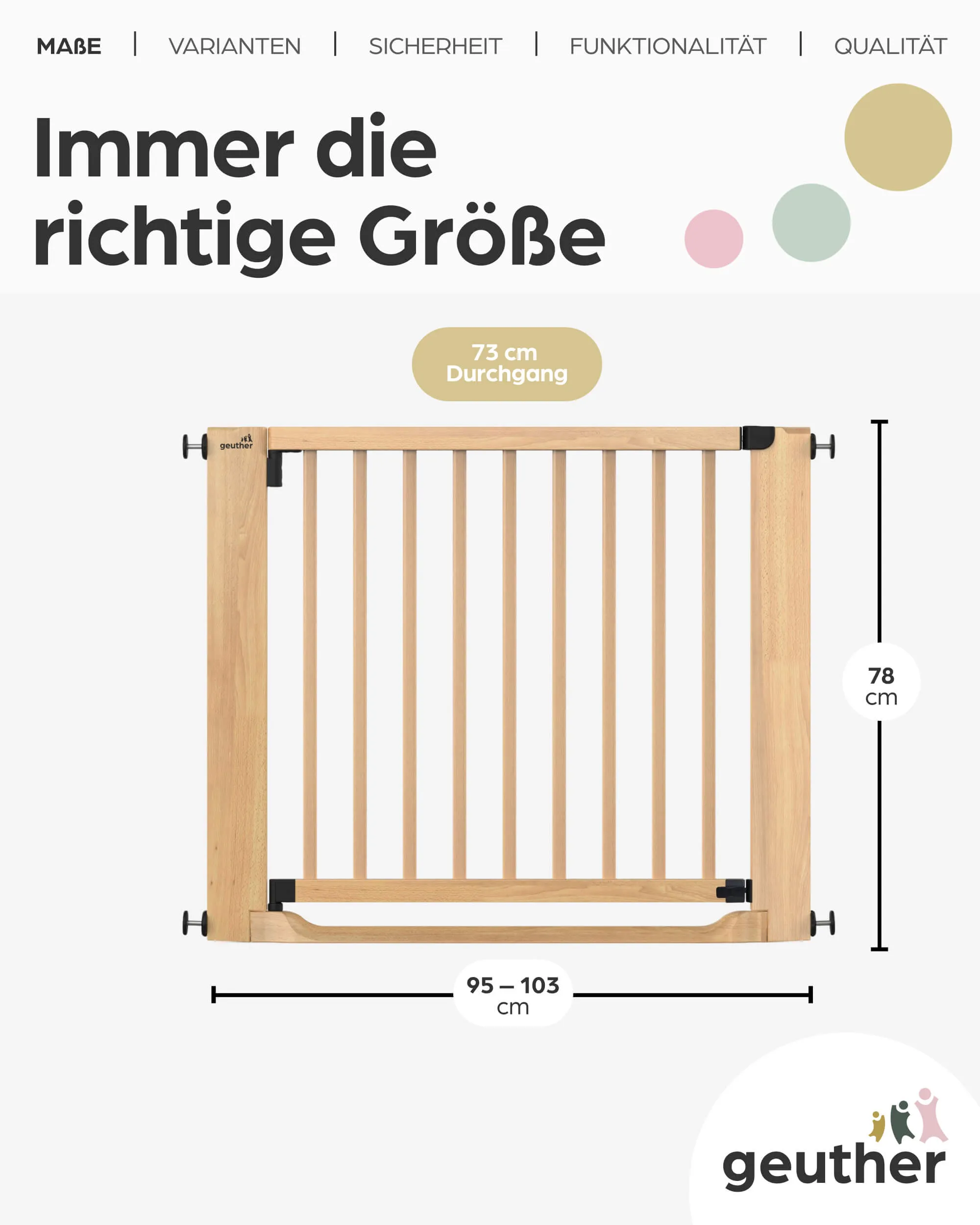 Türschutzgitter Easylock mit Flatstep aus Holz - 105 cm - 113 cm