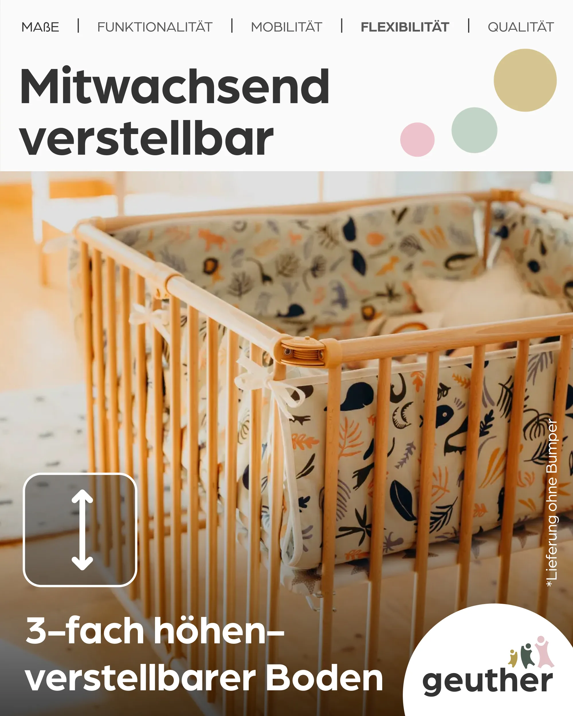 Laufgitter Lucilee. 76x97 und 90x97 cm. mobil auf Rollen