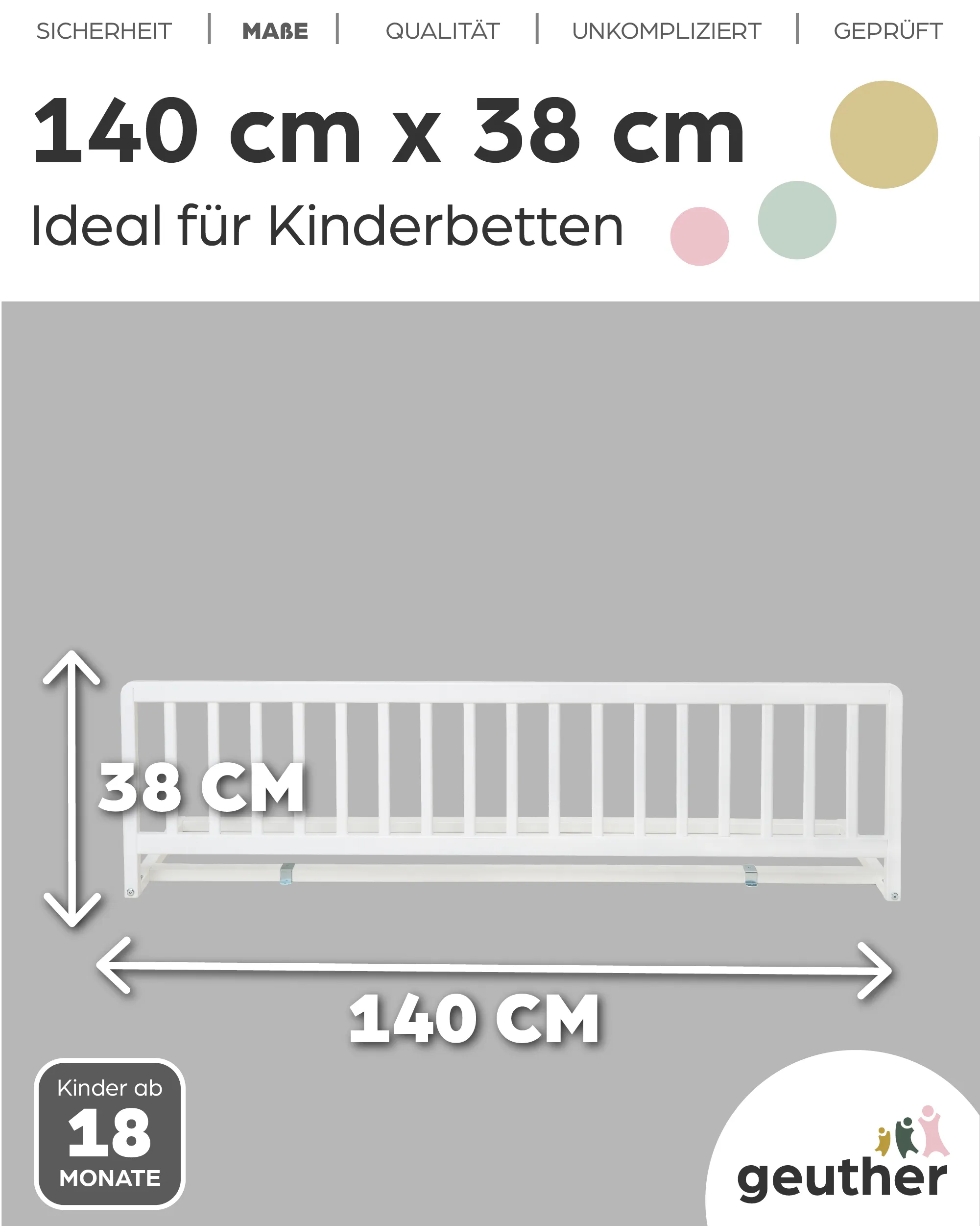 Bettschutzgitter in 140 cm