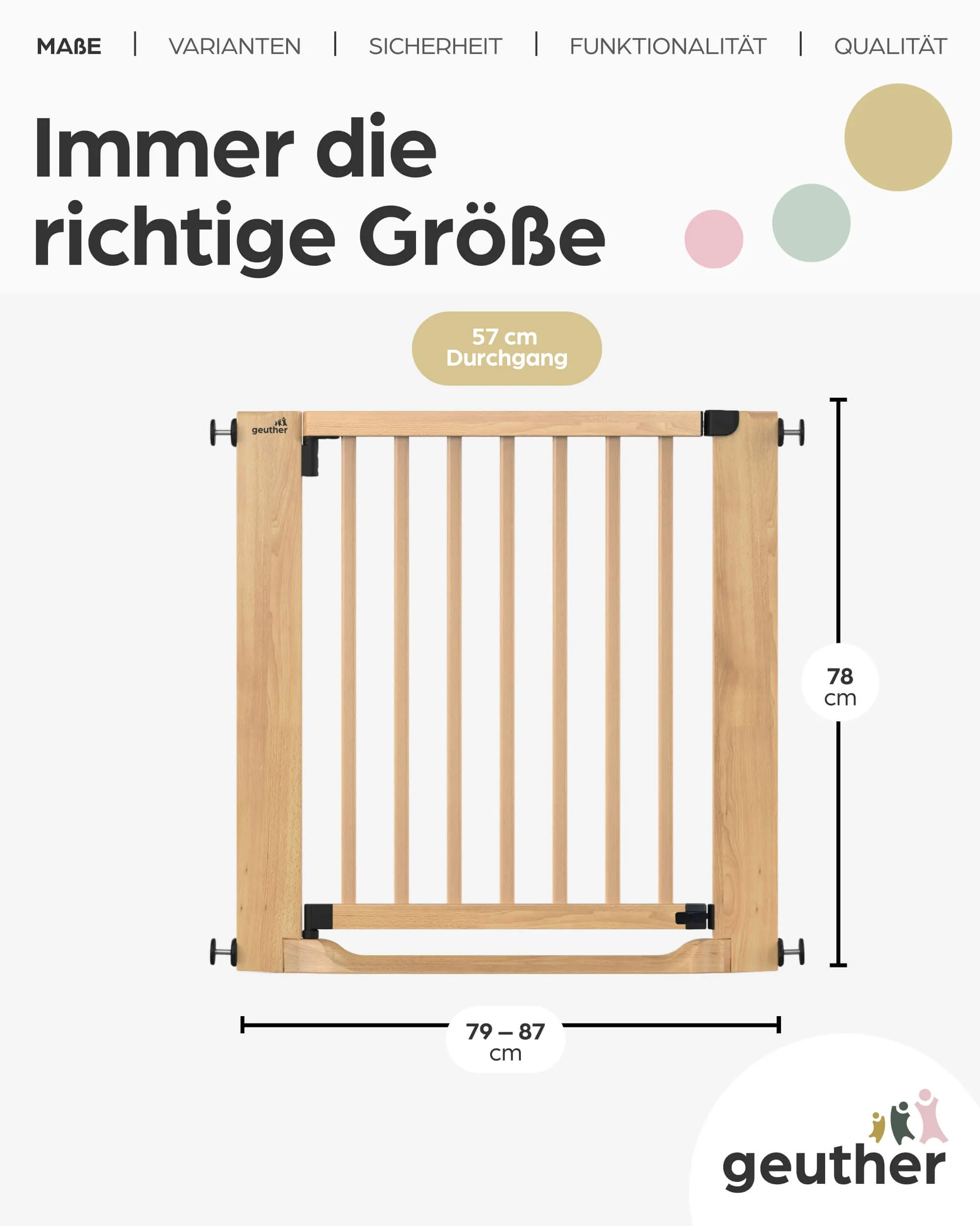 Türschutzgitter Easylock mit Flatstep aus Holz - 79 cm - 87 cm