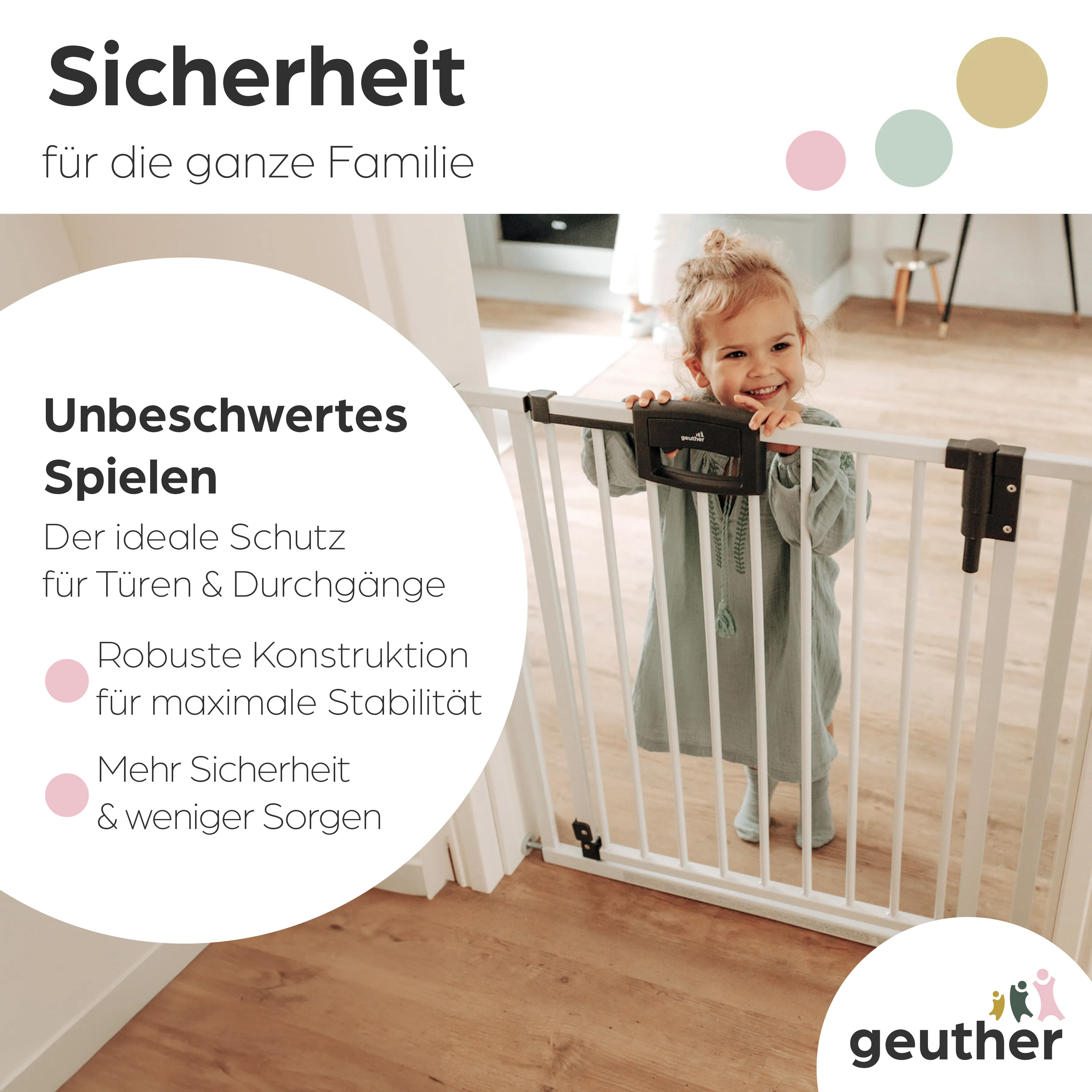 Tür- und Treppenschutzgitter Easylock Plus zum Klemmen Metall (104,5 cm - 112,5 cm)