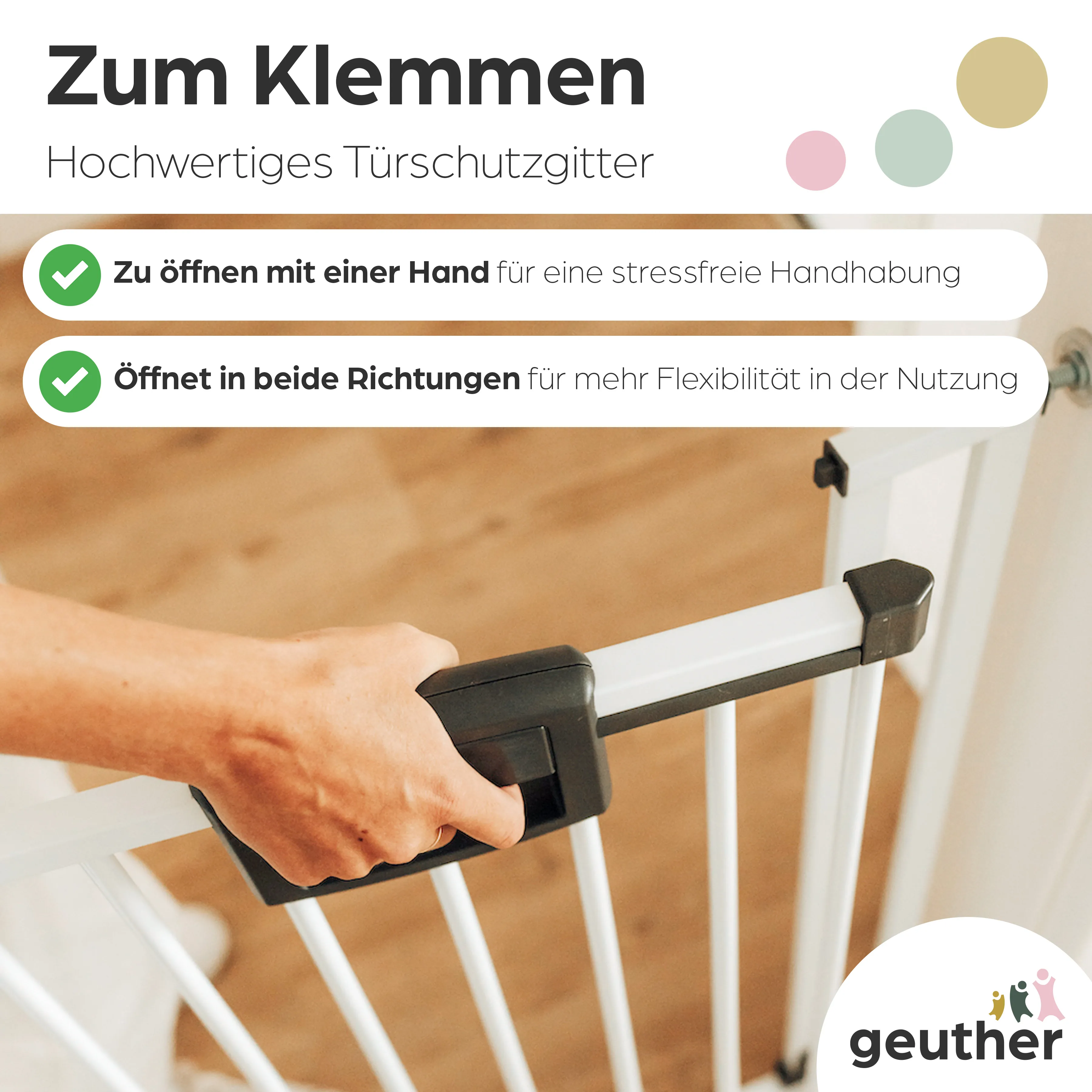 Tür- und Treppenschutzgitter Easylock Plus zum Klemmen Metall (176,5 cm - 184,5 cm)