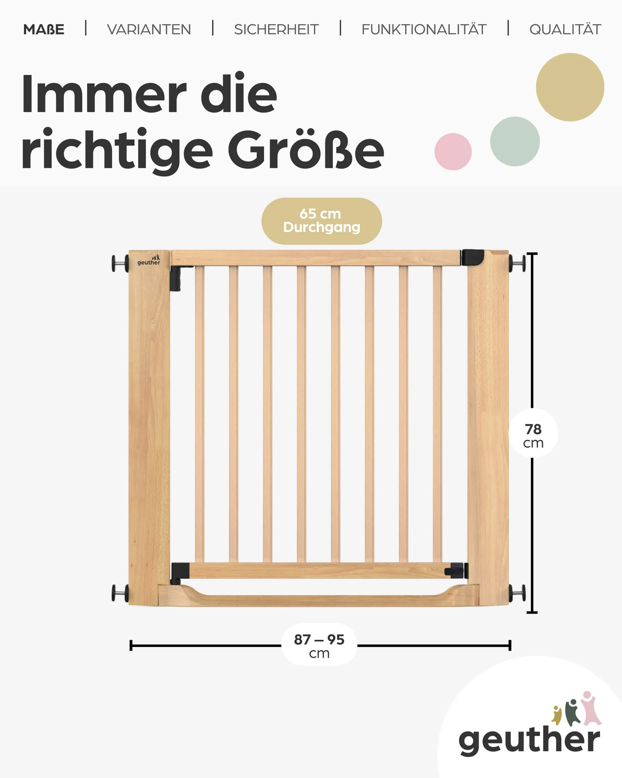 Türschutzgitter Easylock mit Flatstep aus Holz - 87 cm - 95 cm
