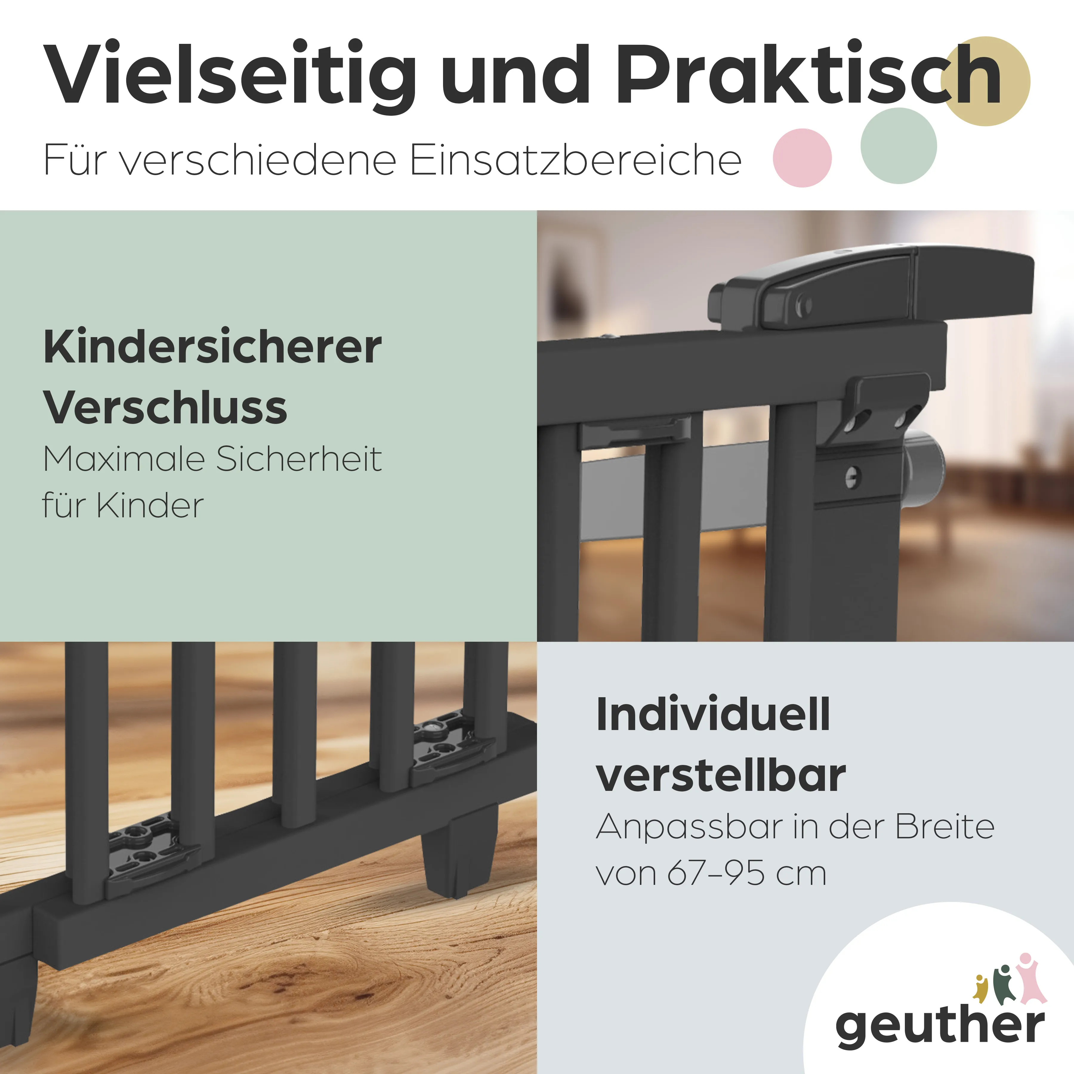 Treppenschutzgitter Oris (2733+) für Öffnungen von 67 cm - 95 cm aus Holz